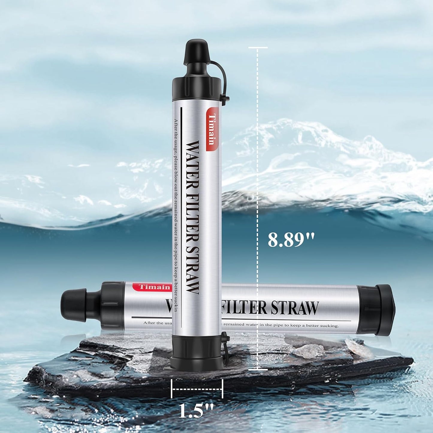 4 Pack Timain 4-Stage Filtration,High Flow Rate Water Filter Straws,Water Purifier Survival for