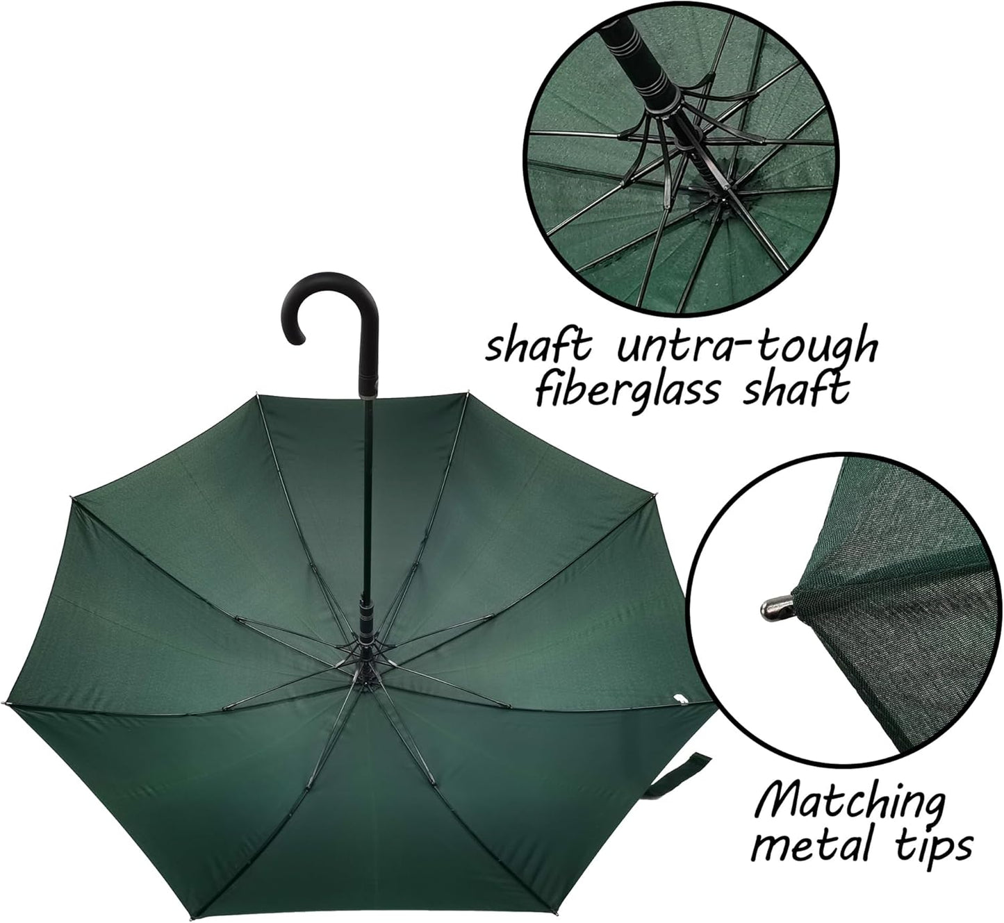 Large Stick Umbrella Windproof Automatic Open 50 Inch Umbrella with Hook Handle,Over Sized J Handle Umbrellas for Men and Women,Windproof Unbreakable Stick Rain Golf Umbrella.