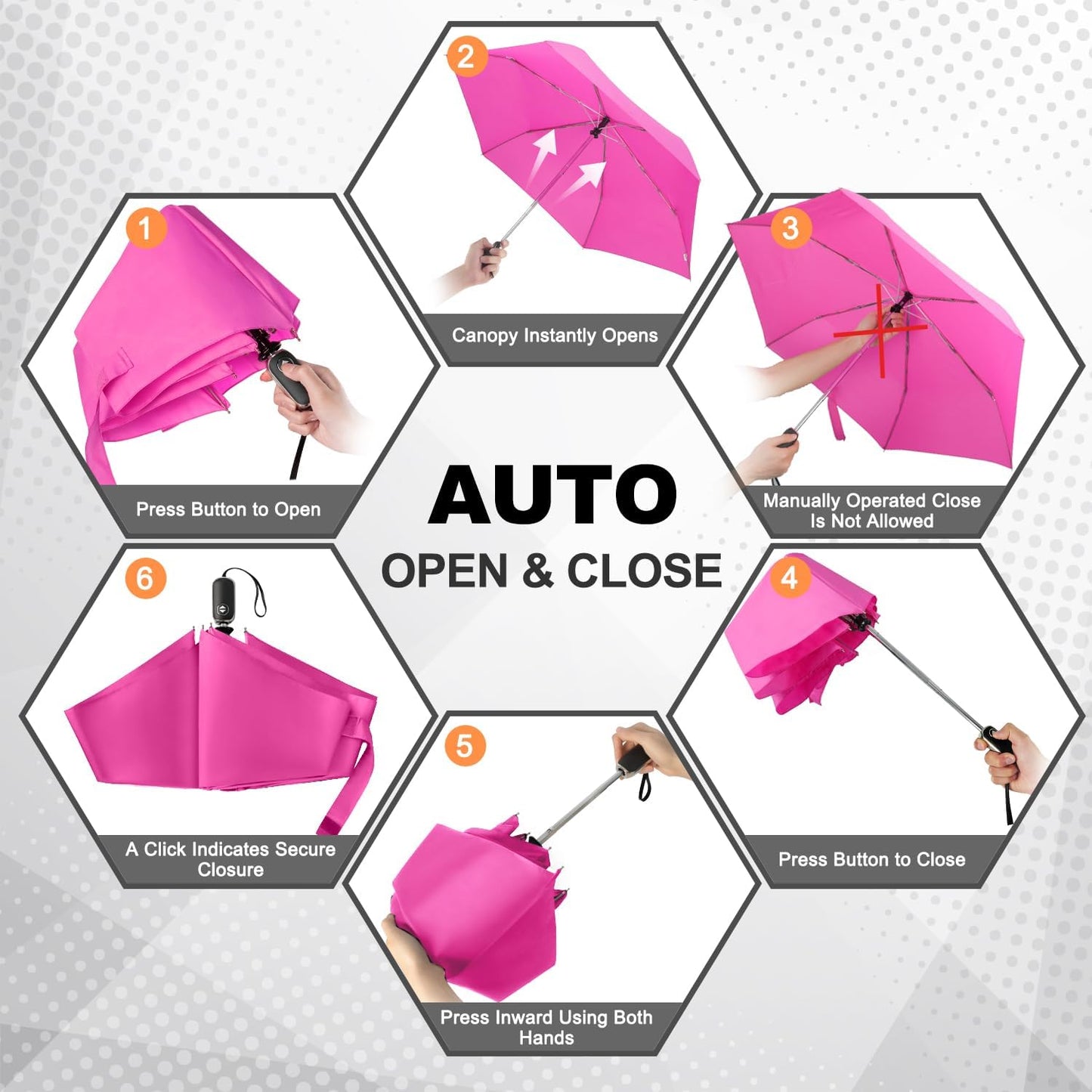 Lejorain Mini Umbrella for Travel Automatic - Folding Compact Flat Umbrella Lightweight Strong Portable Umbrellas for Rain Adults