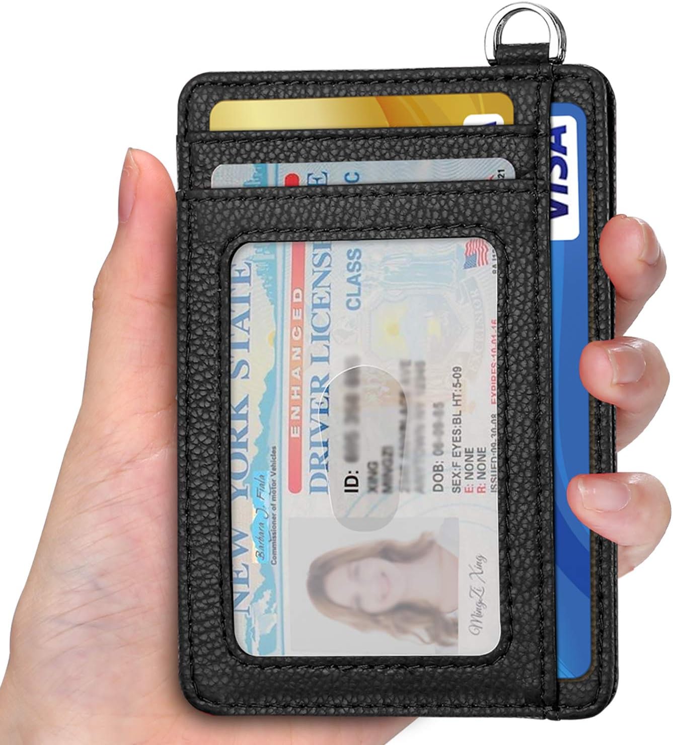 EcoVision Slim Minimalist Front Pocket Wallet, RFID Blocking Credit Card Holder Wallet with Detachable D-Shackle for Men Women