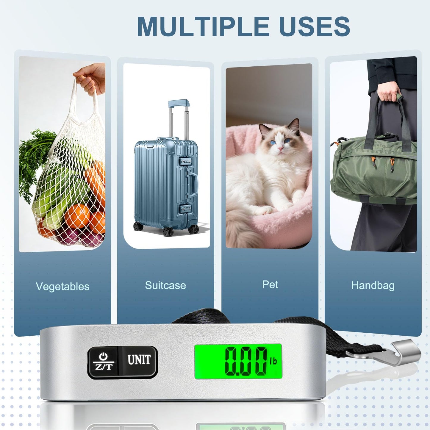 SkyStage Digital Luggage Scale, 110lb Suitcase Weight Scale for Travel with Backlit LCD Display