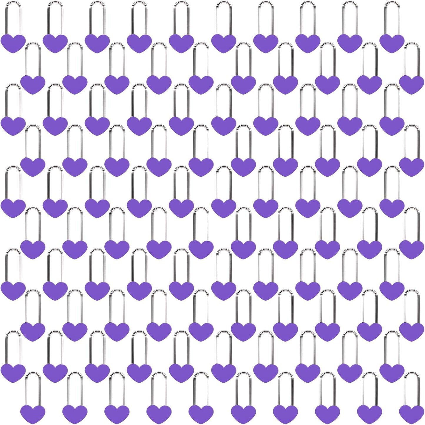 100PCS 3.5" 50mm Love Lock Heart Padlock,Purple Single Heart Wish Lock for Lovers Wedding,Valentines,Anniversary,Travel(NO Key)