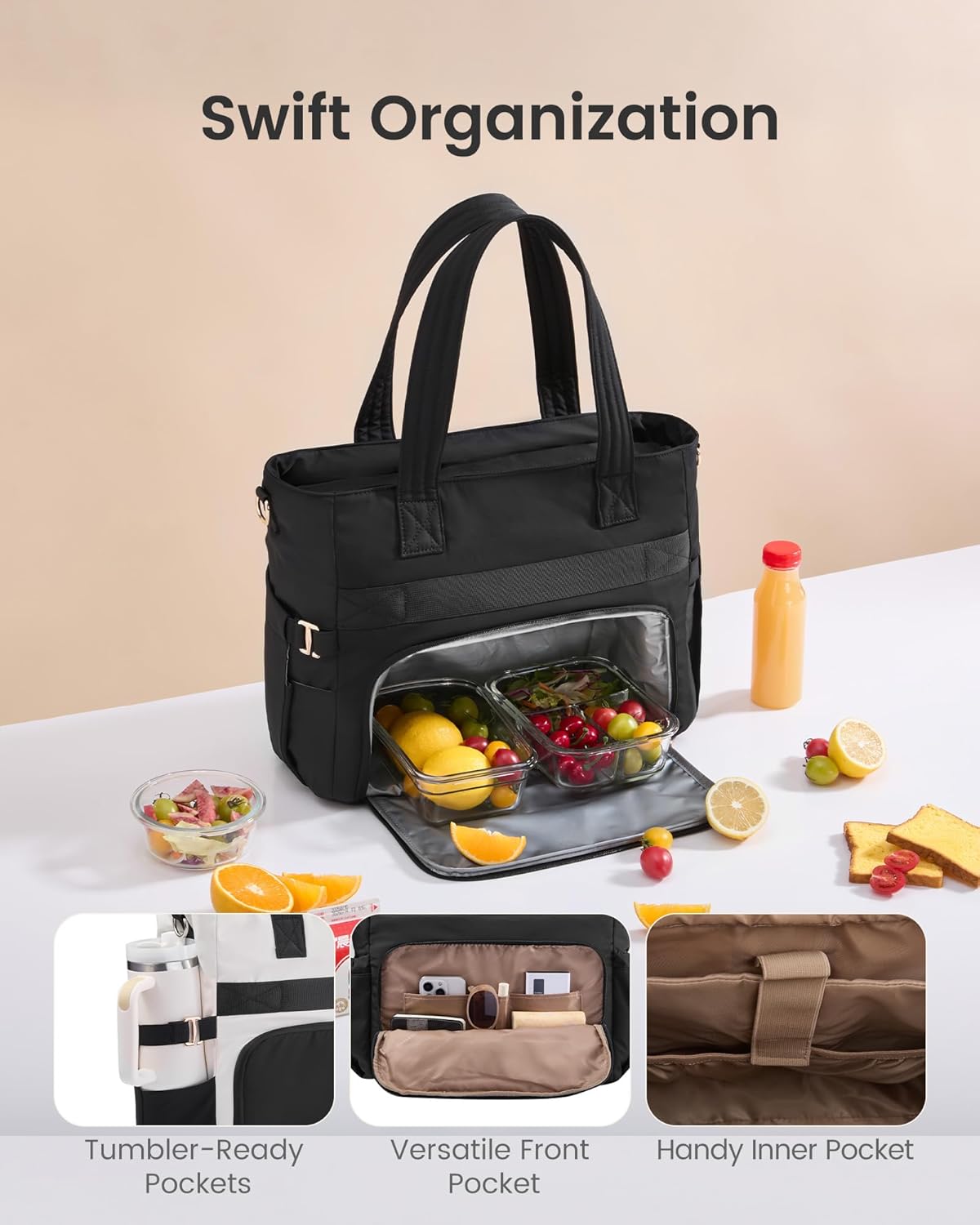 LOVEVOOK Tote Bag for Women, 15.6 Inch Puffer Laptop Work Tote with Cup Holder, Quilted Nurse Bag for Travel, Gym, Daily Use