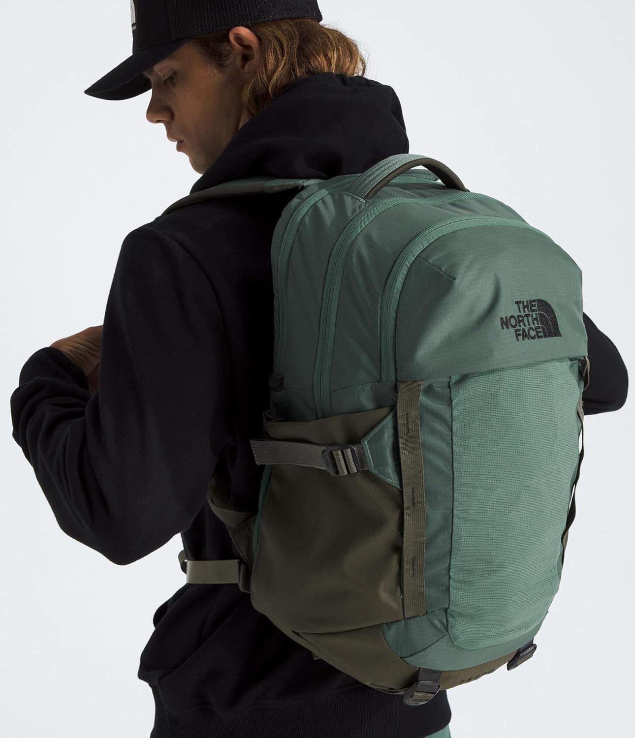 The North Face Recon Everyday Laptop Backpack | Daypack with Water Repellent Finish, 16" Laptop Sleeve, 2 Water Bottle Pockets, Duck Green/New Taupe Green, One Size