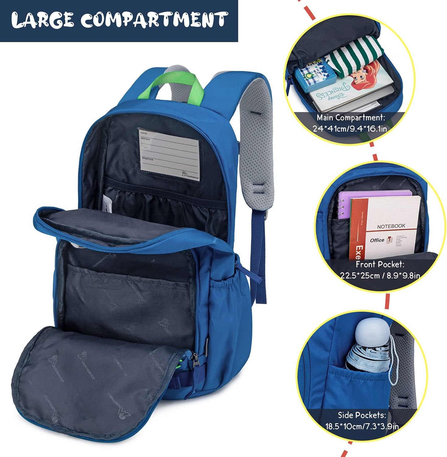 MOUNTAINTOP Kids Backpack for Boys Girls Elementary Kindergarten School Bag Lightweight Children