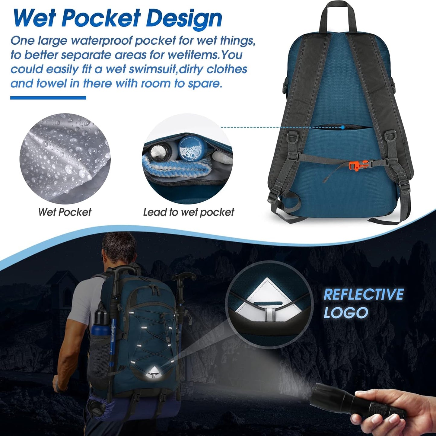 IGOLUMON Hiking Backpack 40L Packable Lightweight Camping Backpack Men Women Waterproof Hiking