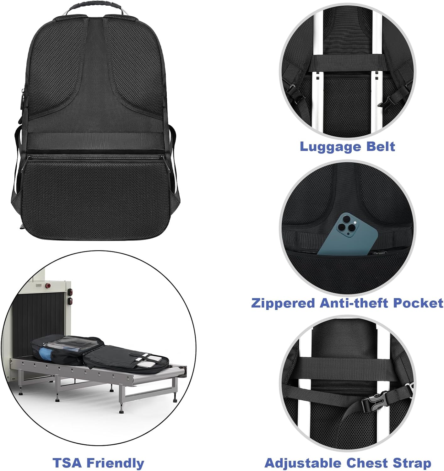 Z-MGKISS 18.4"-19" Extra Large Laptop Backpack, Water-Resistant Gaming Laptop Travel Backpack, School Bag with USB Charging Port and Multiple Compartments, Gifts for Men & Women, Lake Blue