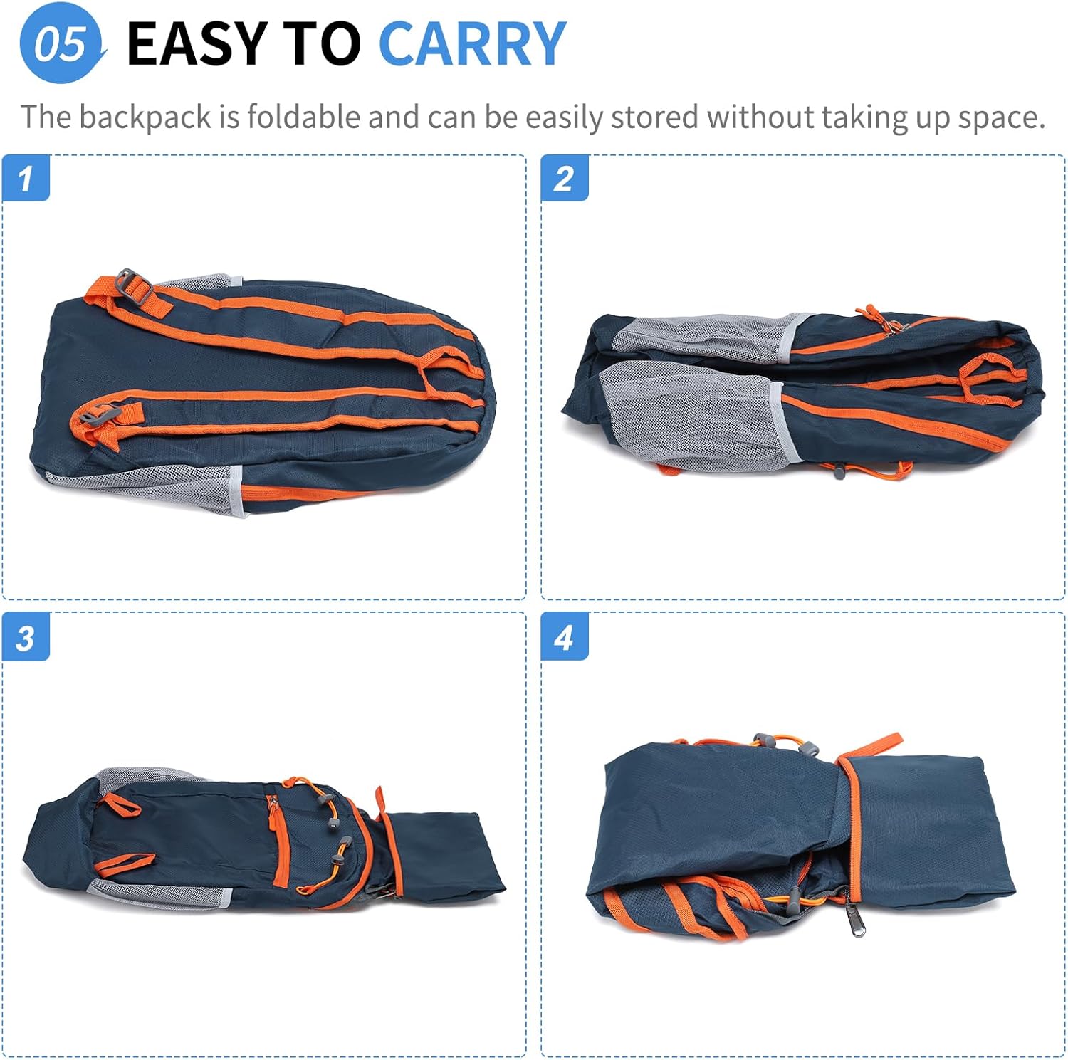 Hiking Daypack Packable, Camping Backpack Water Resistant Lightweight Polyester for Men Women