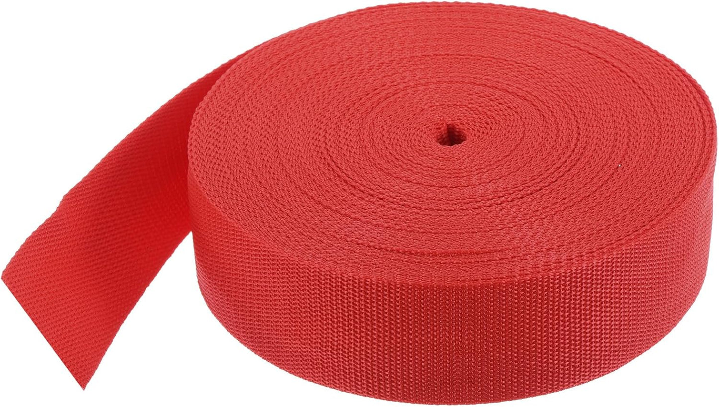 MECCANIXITY Lightweight Polypropylene Webbing Strap 2" 25 Yard Backpack Strapping Band Orange Red for Outdoor Luggage Cargo Straps
