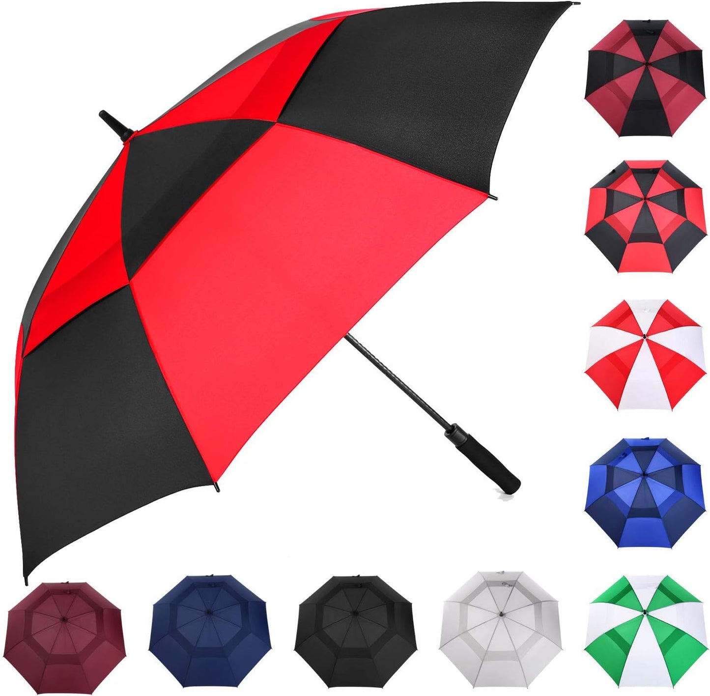 MRTLLOA Extra Large Golf Umbrella, 54/62/68/72 Inch Automatic Open, Oversize Double Canopy Vented Windproof Waterproof Sports Umbrellas for Rain