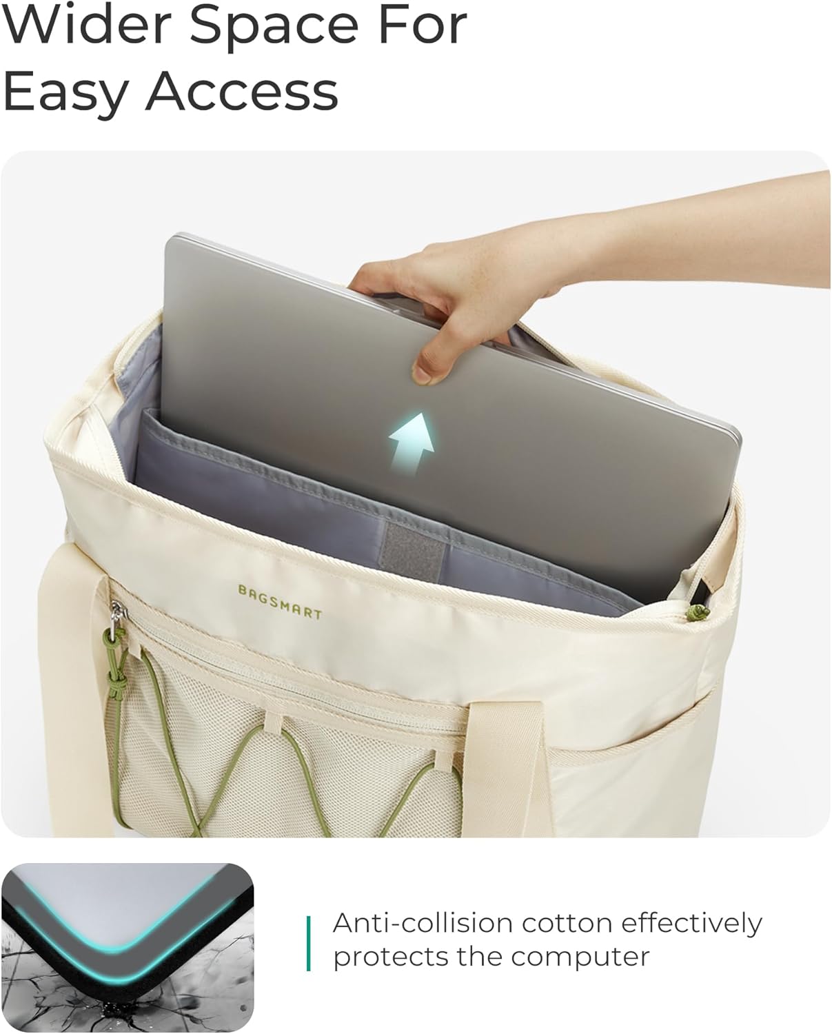 BAGSMART Women's Multi-Compartment Tote Bag with Elastic Cord for Travel Fitness Outdoor Activities