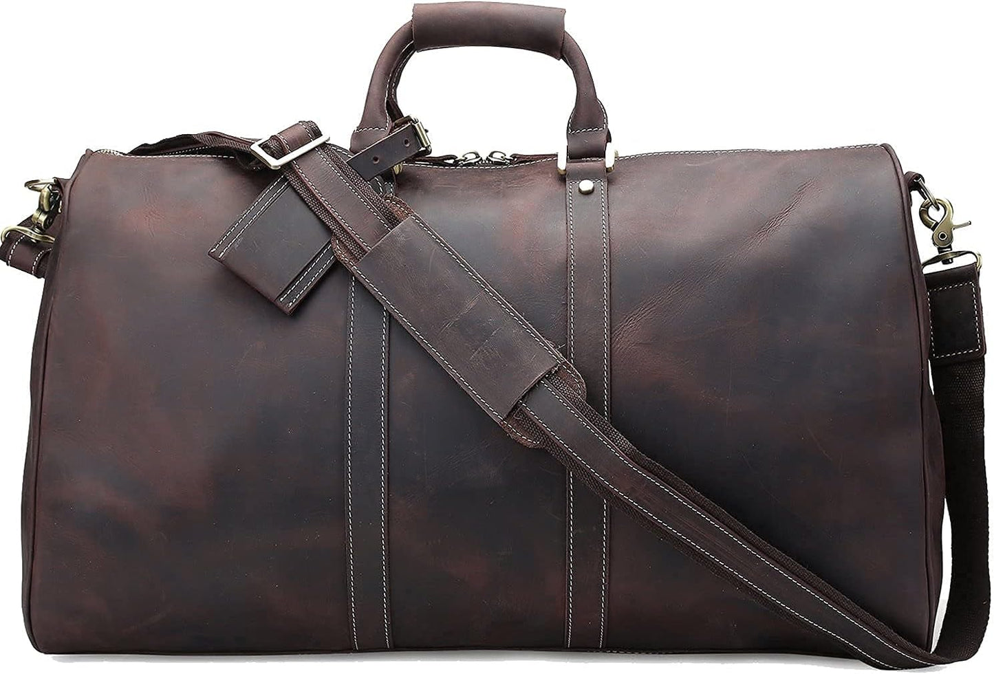 Polare 23'' Classic Full Grain Leather Travel Duffel Weekender Bag Overnight Duffle Bag For Men