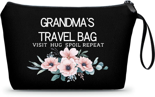 SEAMOON Grandma Travel Makeup Bag - Inspirational Gifts for Women, Black, Perfect for Grandma's Birthday or Retirement