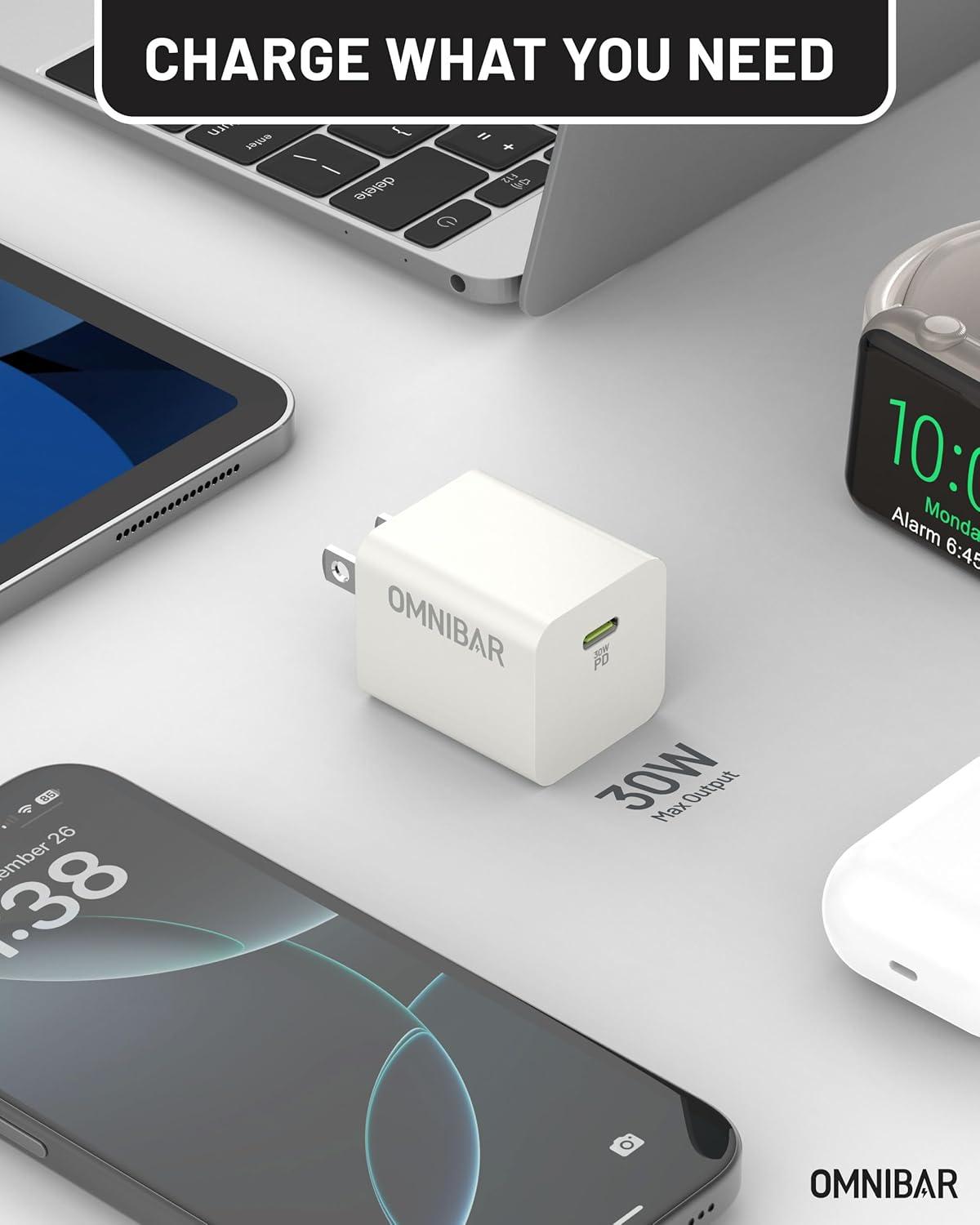 30W USB C Charger Block, GaN Type C Wall Charger, PD3.0 PPS USB-C Power Adapter, Compact Type C Charger Fast Charging for iPhone 17/16/15, Samsung Galaxy S25/S24/S23, Pixel 10/9/8, White