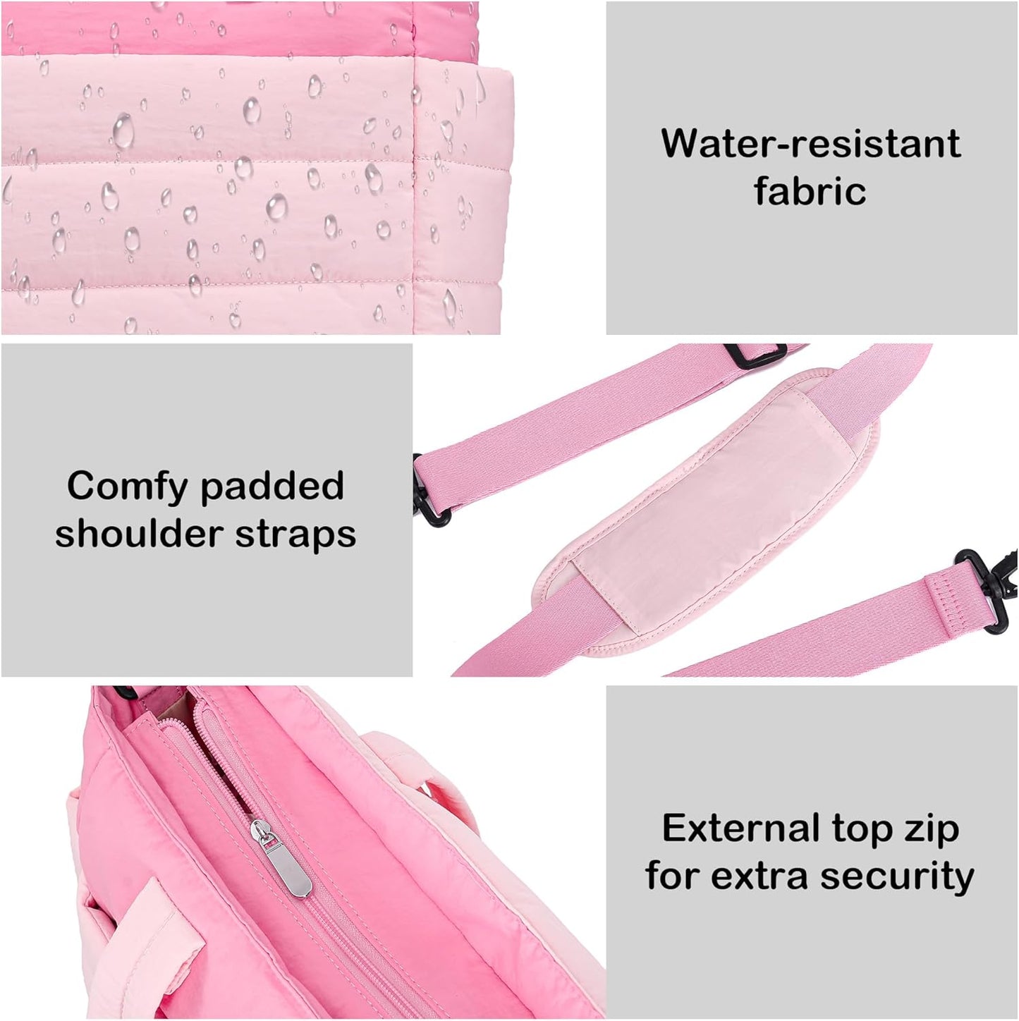 AOCINA Puffy Tote Bag for Women Quilted Work Bag Nurse Bags Women's Handbags for Travel