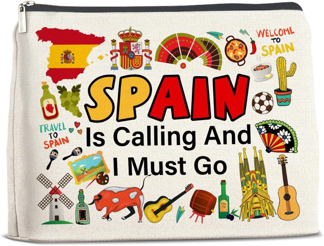 Spain Travel Gifts Makeup Bag - Spain Lover Cosmetic Bag Zipper Pouch