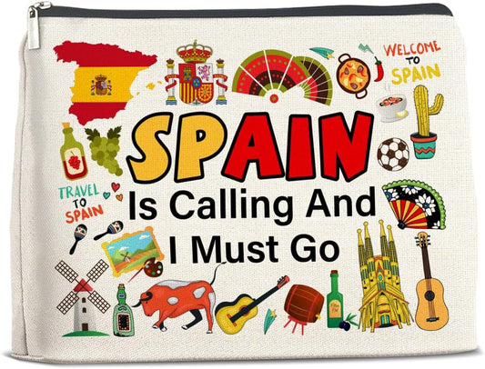 Spain Travel Gifts Makeup Bag - Spain Lover Cosmetic Bag Zipper Pouch