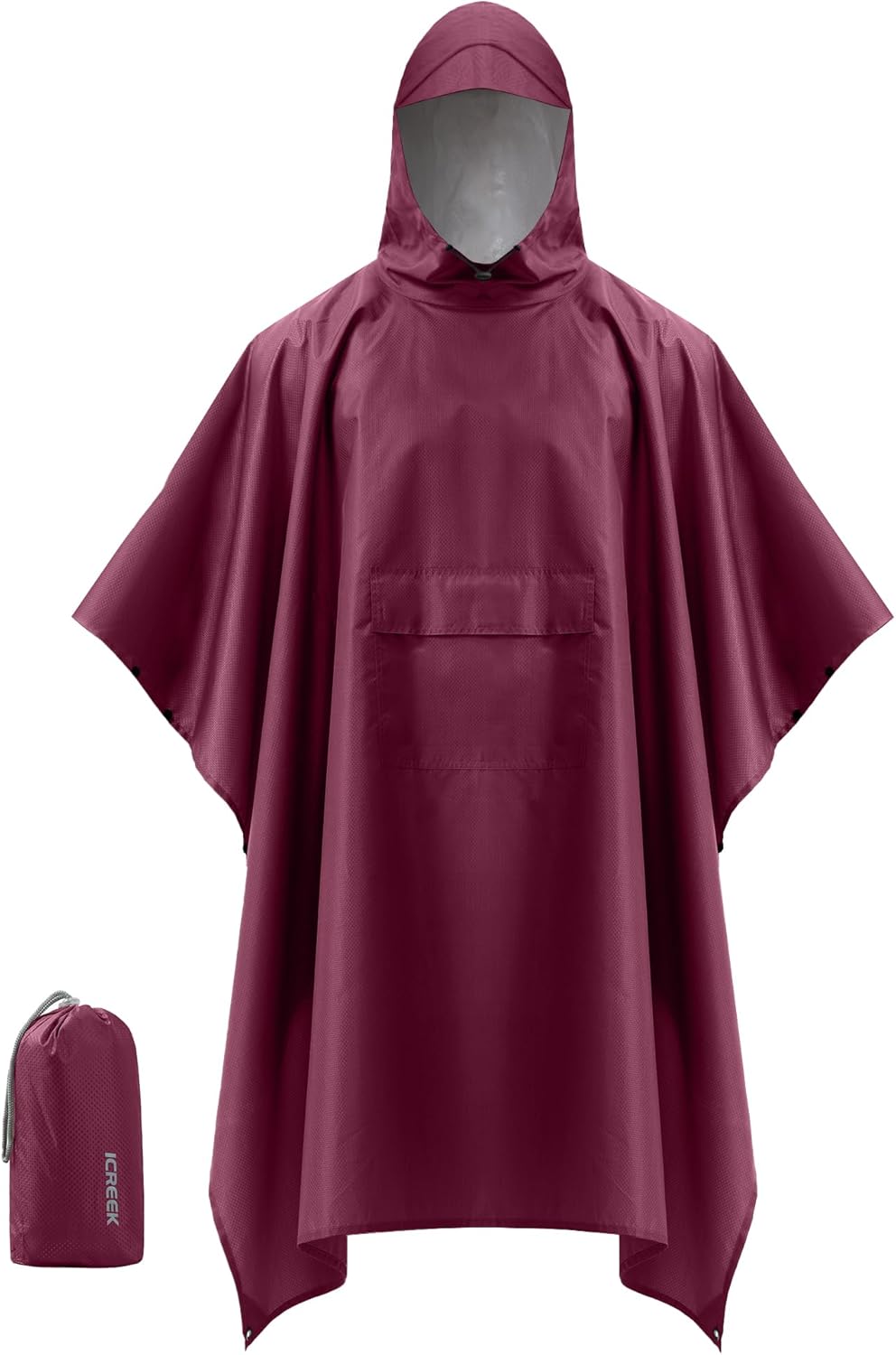 iCreek Hooded Rain Poncho Packable Unisex Raincoat Jacket with Pocket Waterproof Lightweight for