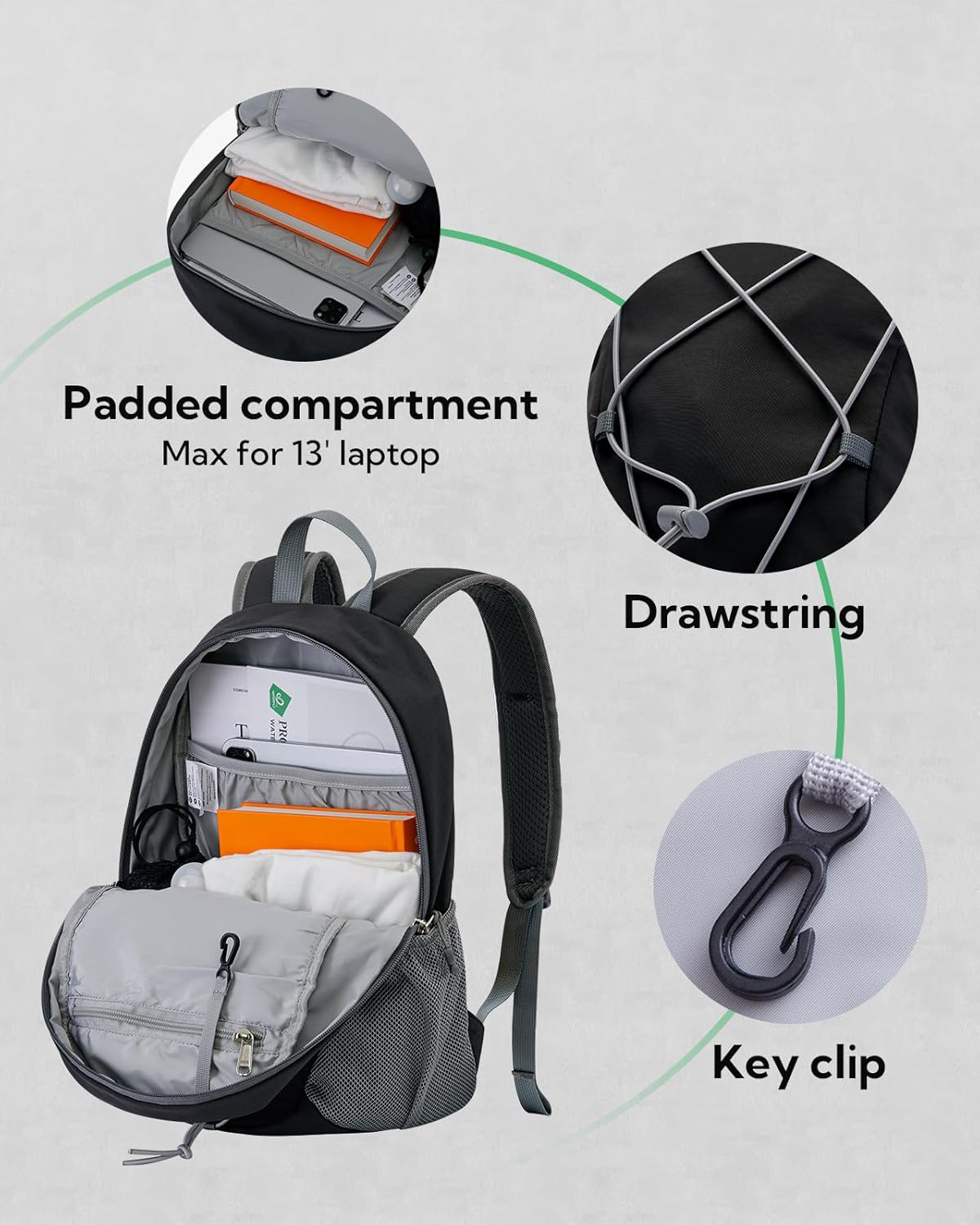 WATERFLY 12L Small Hiking Backpack: Day Pack Lightweight Travel Bag Camping Fitness Cycling Outdoor