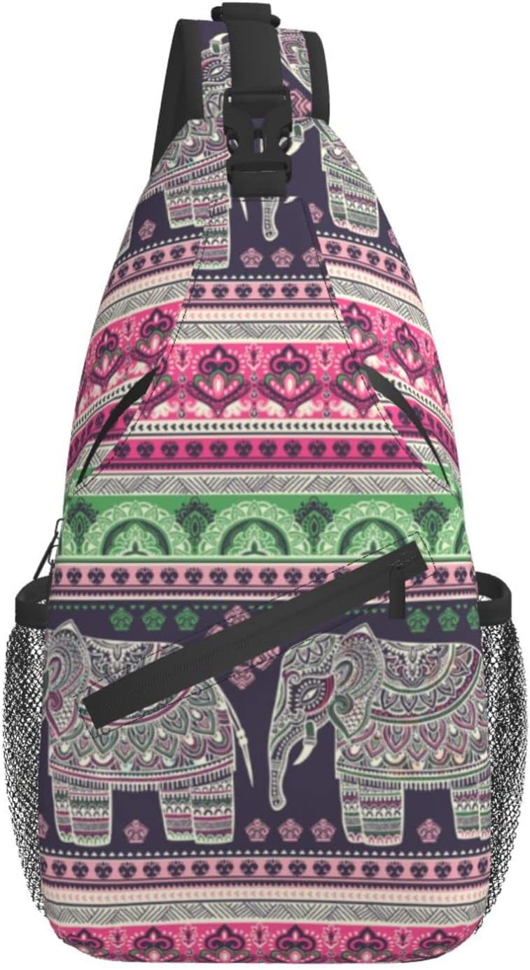 Elephant Sling Bag Crossbody Travel Hiking Chest Backpack Shoulder Daypack for Women Men