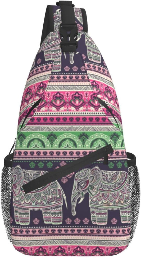 Elephant Sling Bag Crossbody Travel Hiking Chest Backpack Shoulder Daypack for Women Men