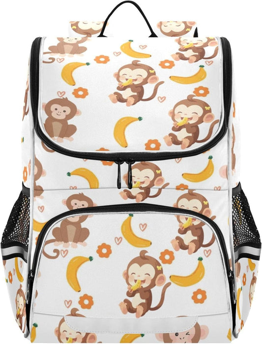 Monkey Love Banana Cute Backpack For Girls Kids Backpack Boys Teen School Bag Bookbag Travel Daypacks
