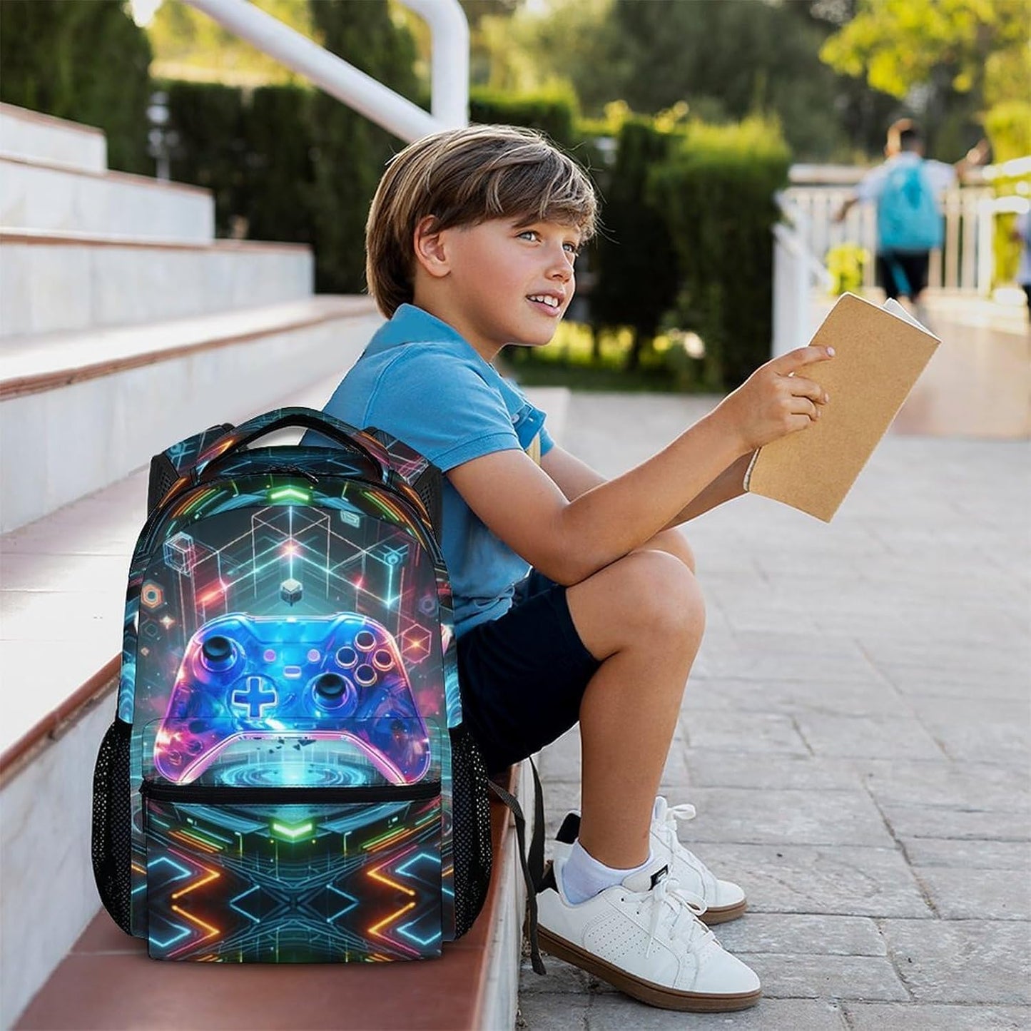 Kids Backpacks for Boys, Game Bookbag with Pockets for Preschool Elementary Middle School, 17