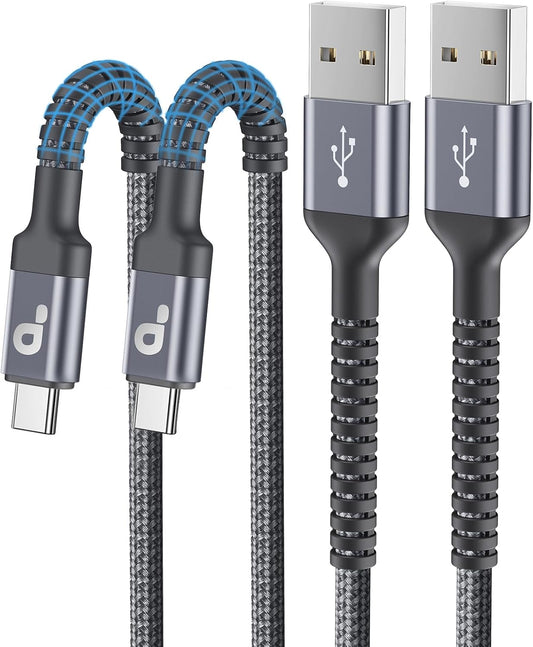 USB to USB C Cable 3A Fast Charging [2 Pack, 6FT], USB A to USB C Charger Cord, Upgraded Extra Durable Braided USBC Cable Compatible with iPhone 17 16 15 Pro Max,Samsung Galaxy S10 S9, LG and More