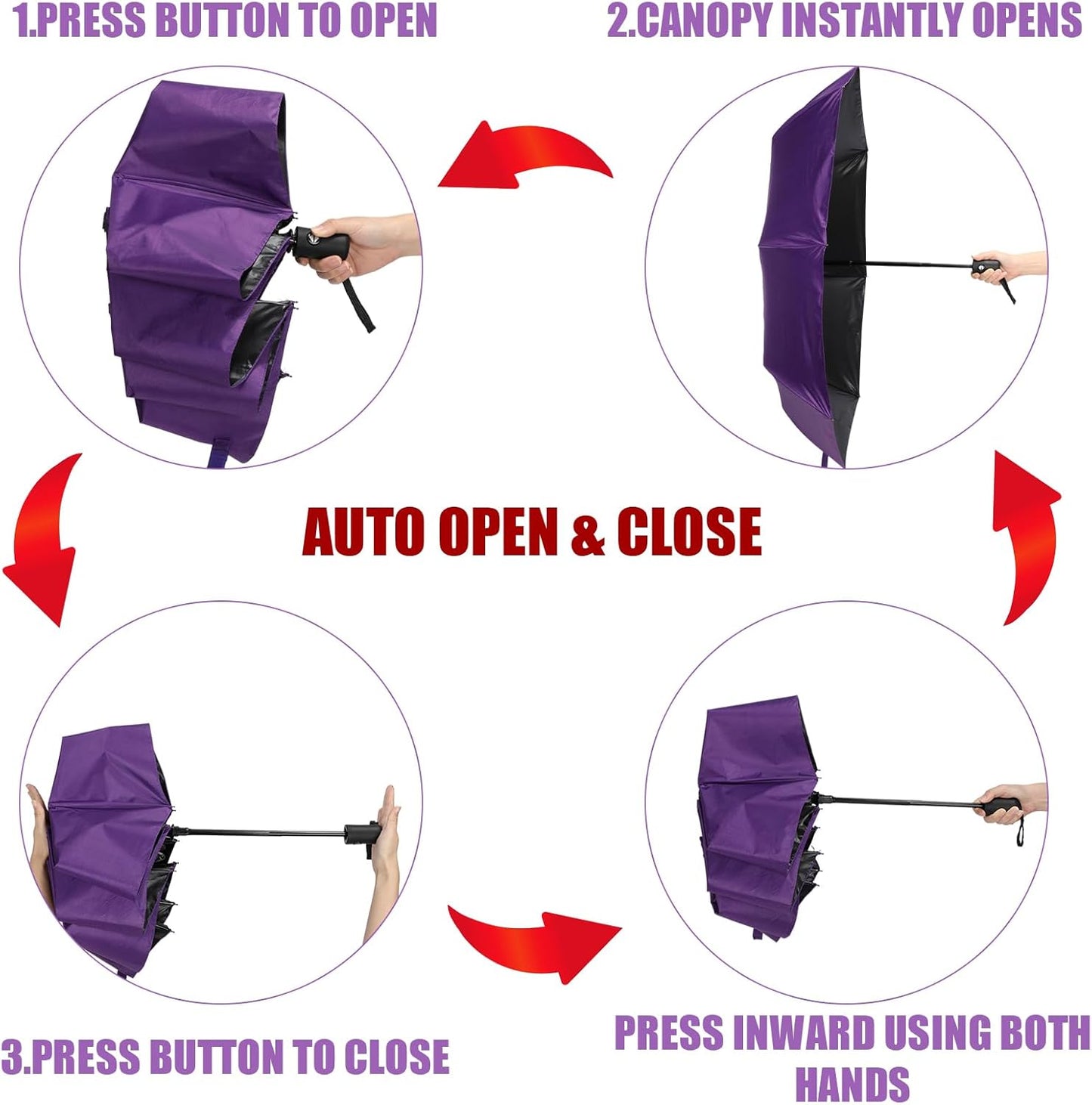 Jexine 6 Pcs Travel Compact Umbrella Automatic Open Close Windproof Small Light Backpack Purse Car Portable Collapsible Umbrella for Rain, Men Women