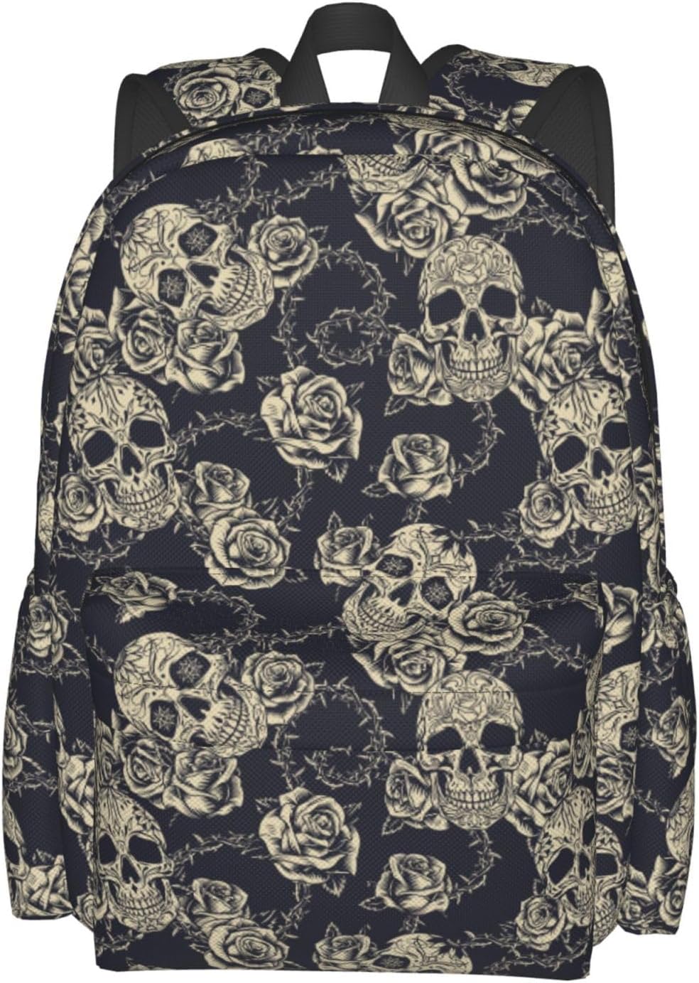 Skull Rose Backpack School Bag Lightweight Bookbag Laptop Travel Daypack For Kids Girls Boys Teens