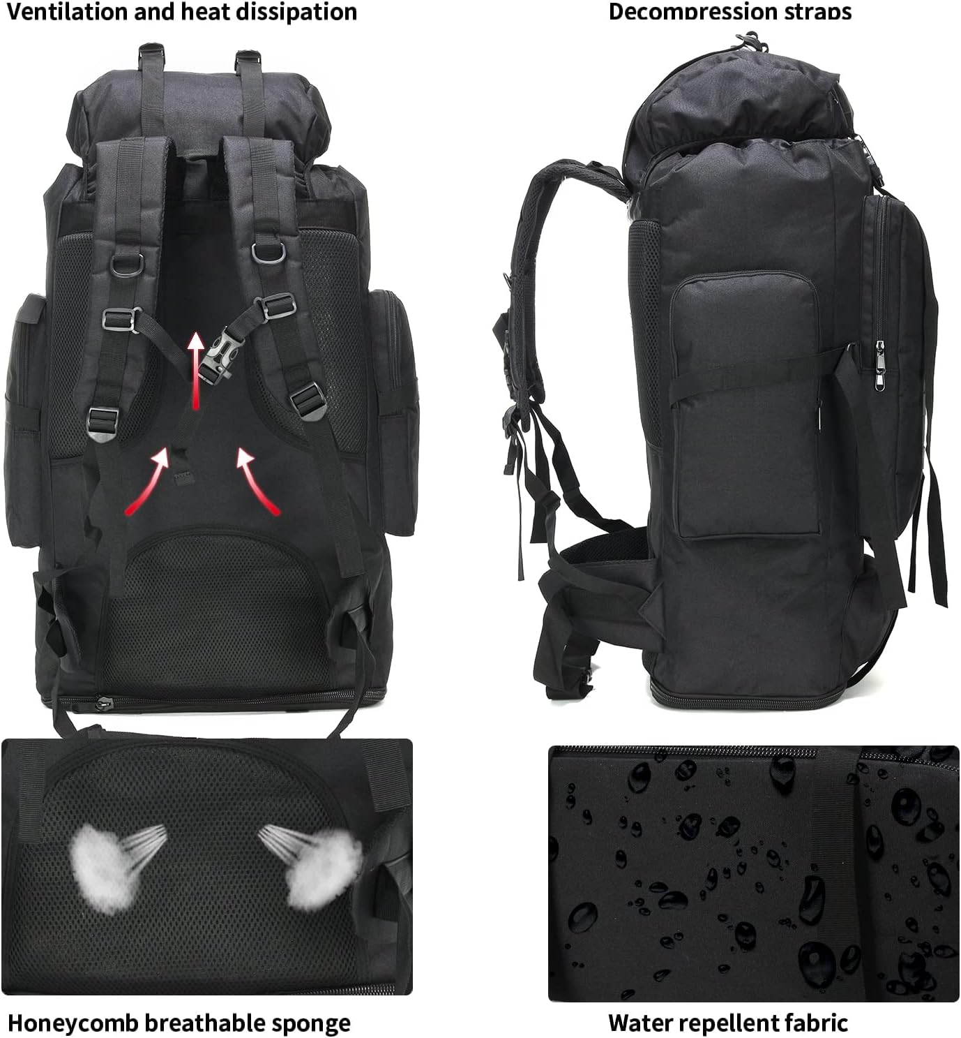 Hiking Backpack for Men 70L/100L Camping Backpack Military Rucksack Molle 3 Days Assault Pack for