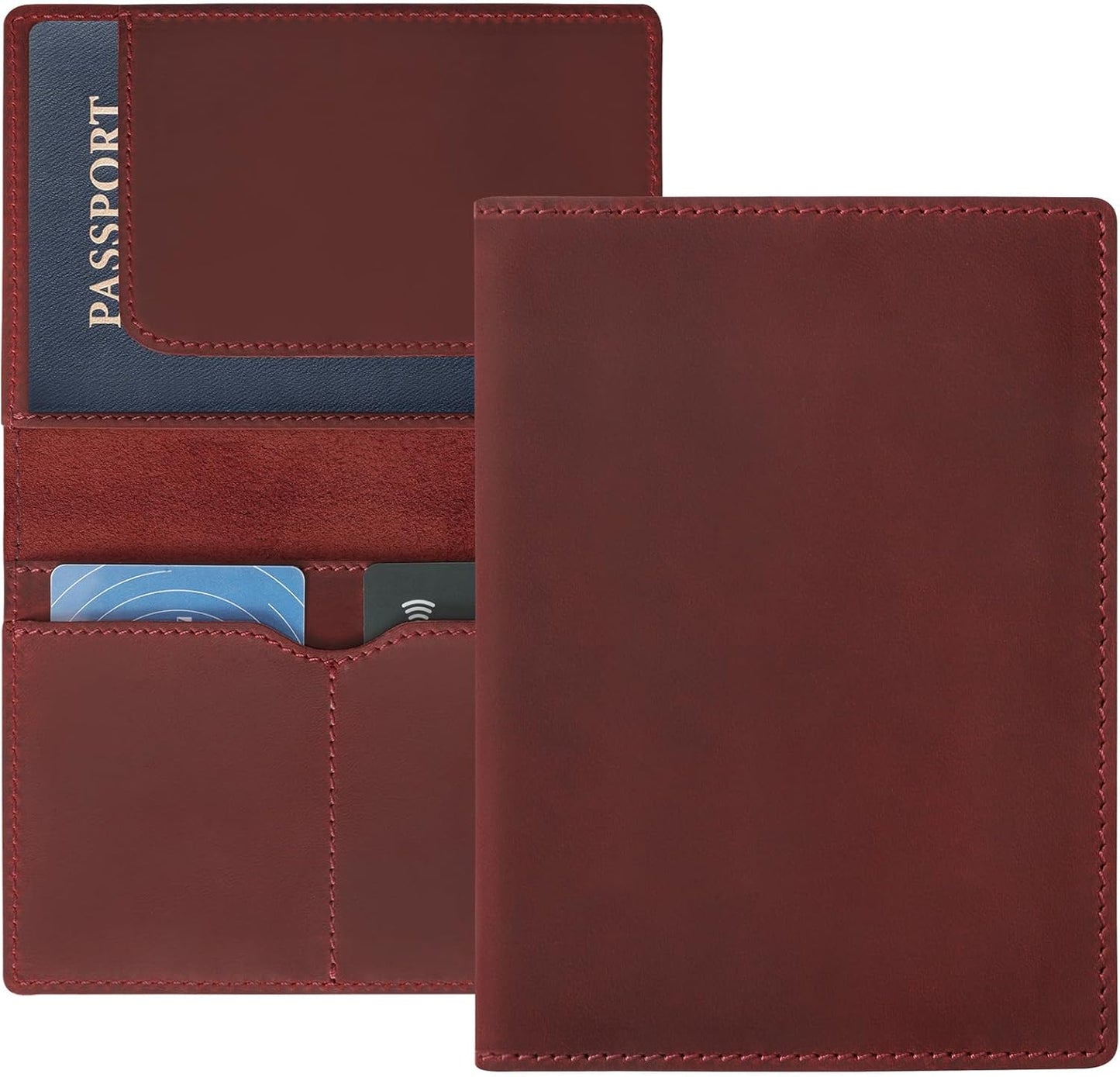 Jack&Chris Leather Passport Holder, Handmade Passport cover, Travel Wallet Cover Case for Men and Women, Leather Travel Documents Organizer Protector, JC107