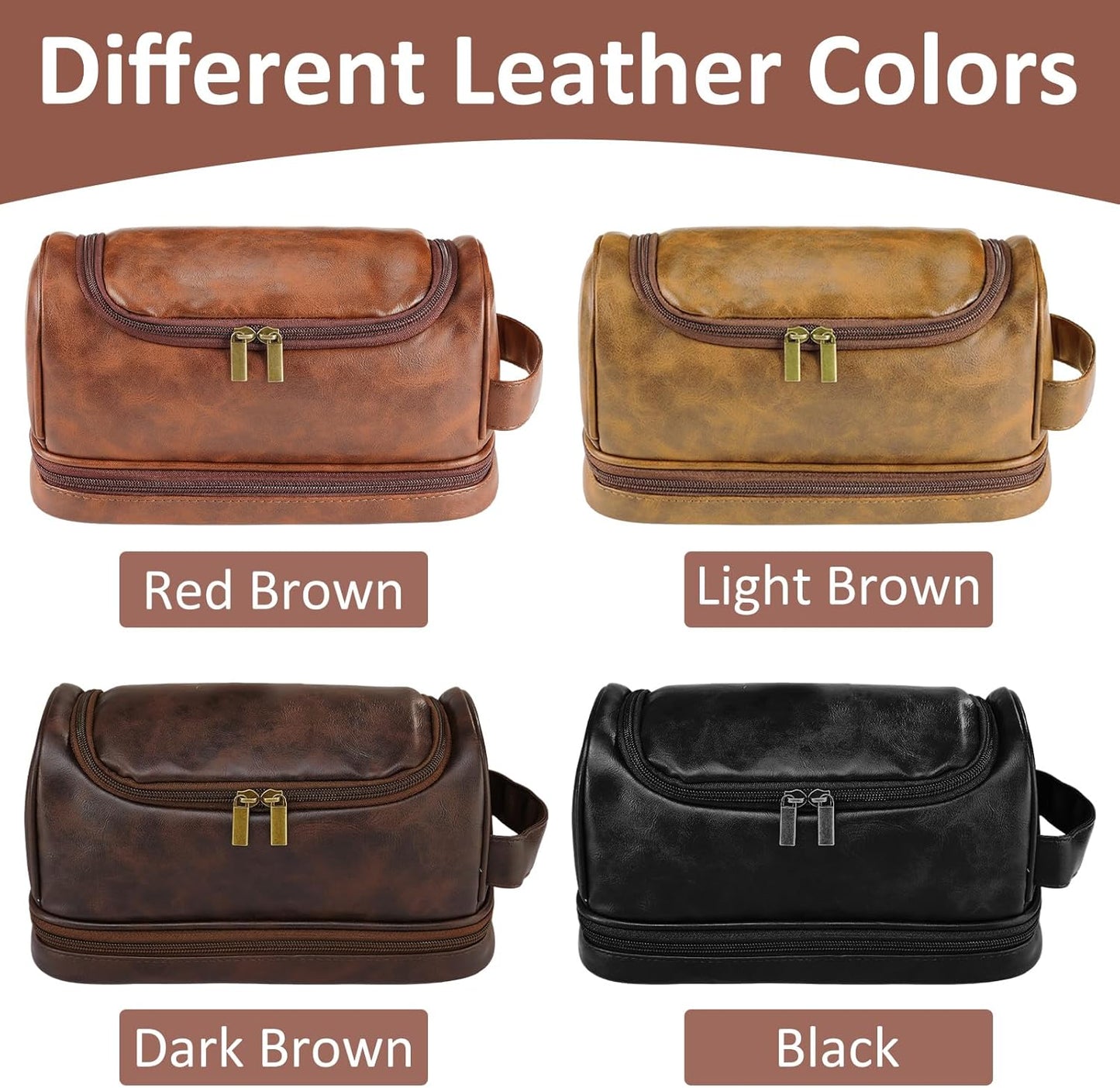 Personalized Leather Toiletry Bag for Men, Custom Gifts for Men Him, Engraved Monogrammed Travel Bag, Birthday Gifts forBoyfirends, Groomsmen, Dad, Son Husband Father's Day, Wedding, Anniversay