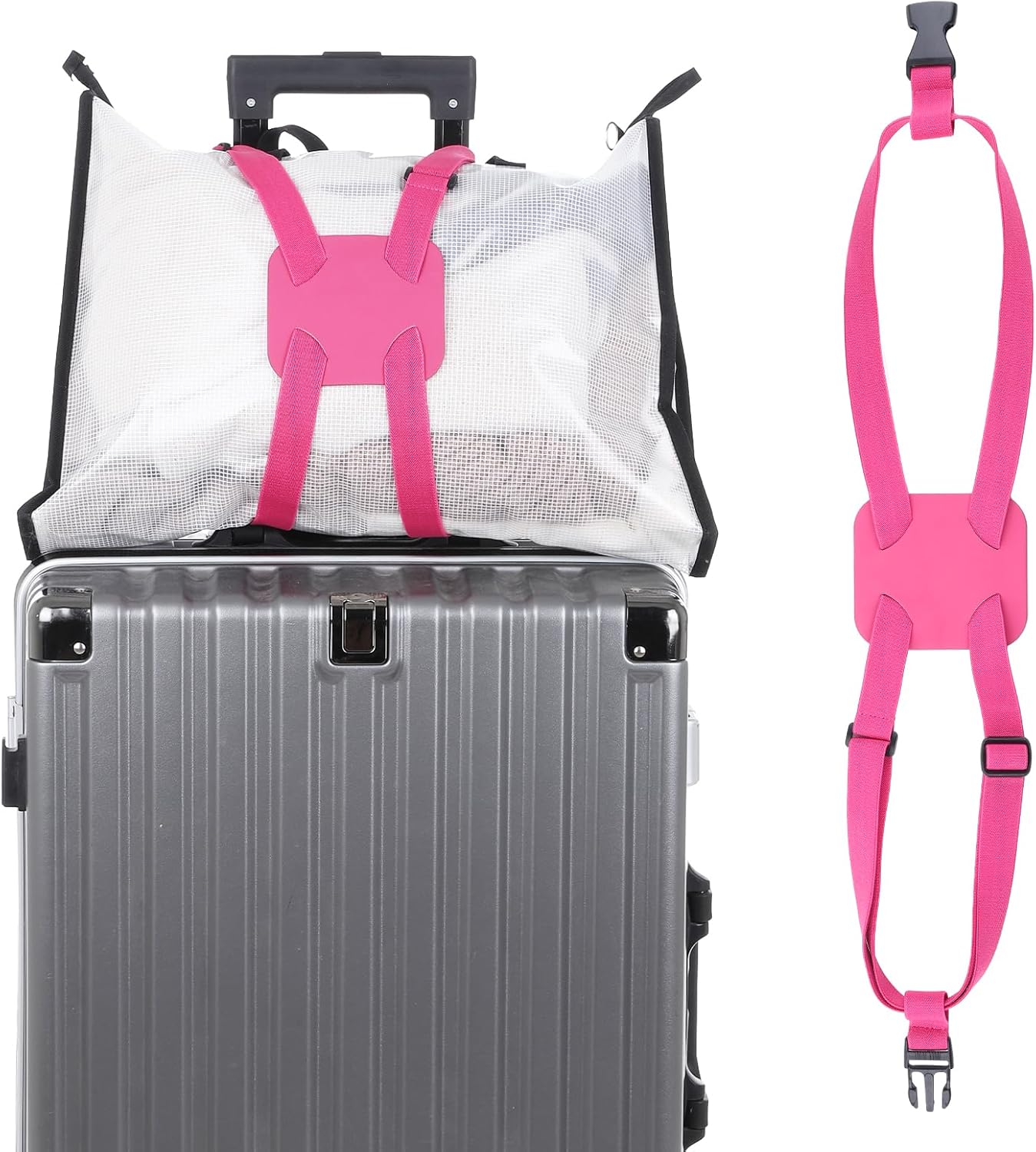 Luggage Strap for Suitcases, Luggage Straps - Add a Bag Travel Bag Bungee Belt Portable Bungee Belt Add a Bags Luggages Connector Straps Adjustable Suitcase Belts for Travel (Rose Pink)