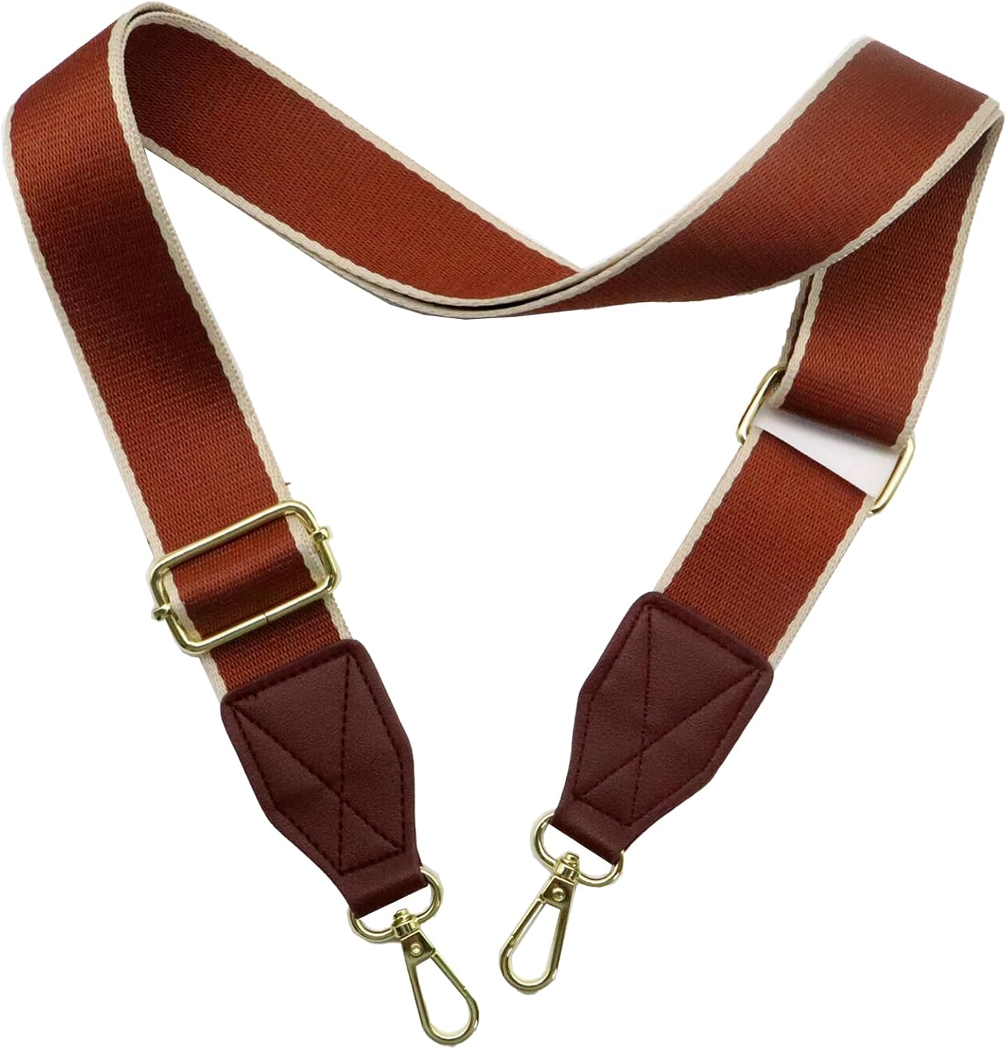 Adjustable Red Purse Strap with Brown Leather End - 1.5" Wide Handbags, Camera, Guitar, Phone & Crossbody Bag Replacement Shoulder Straps(Gold Hardware)