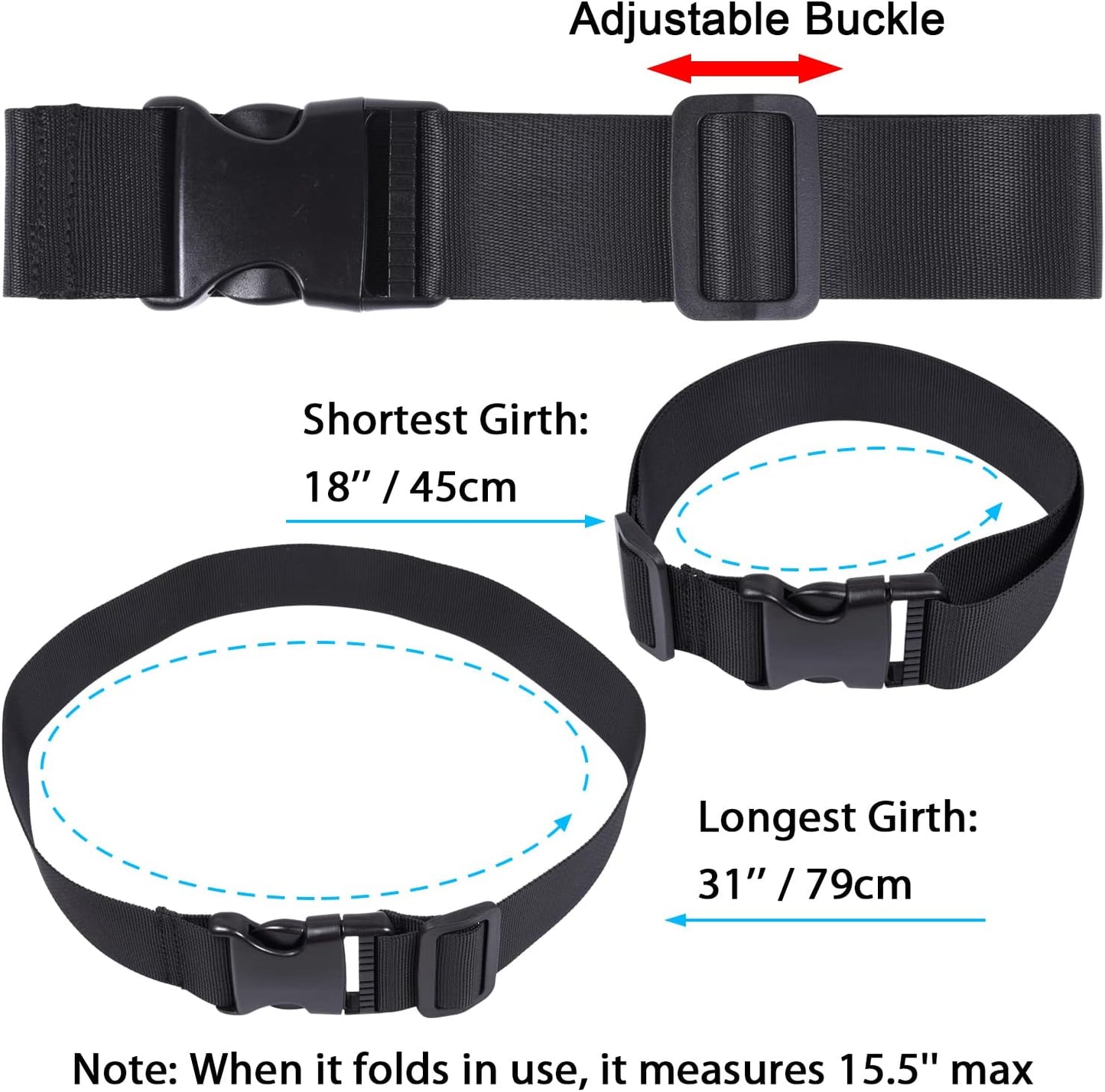 Wisdompro 2 Pcs Add a Bag Luggage Strap, Heavy Duty Adjustable Suitcase Belt Travel Attachment Travel Accessories for Connecting Your Luggage Together - Black, 31 Inch