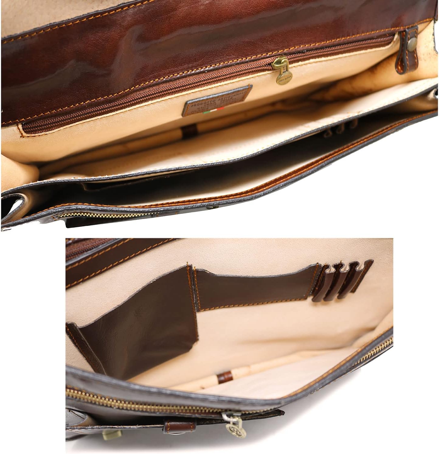 Floto Roma Leather Briefcase for Men Laptop Messenger Bag