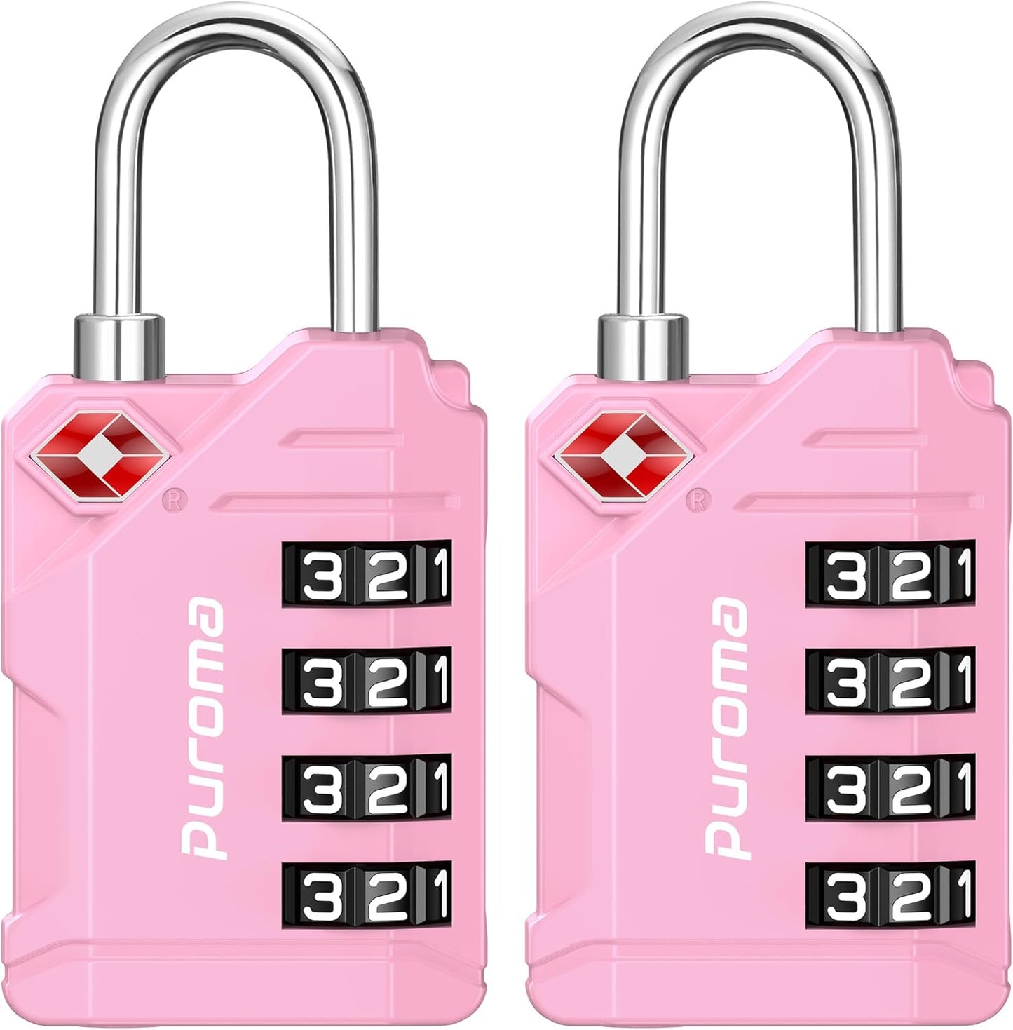 Puroma TSA Approved Luggage Locks, 2 Pack 4 Digit Resettable Travel Combination Code Lock with Zinc