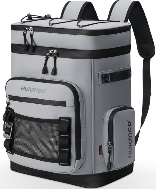 Hulongo Large Waterproof Insulated Cooler Backpack, 30L, 48Cans, Gray