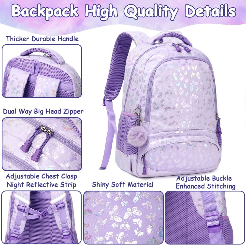 Meisohua Girls Backpack Elementary School Bags for Girls Bookbags for Kids Preschool Kindergarten Primary Kids Backpacks with Chest Strap