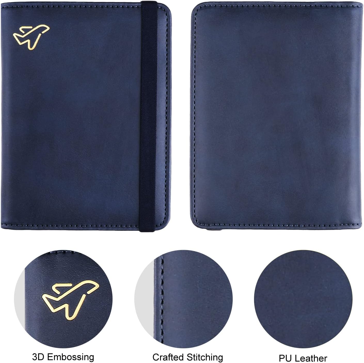 WALNEW Passport Holder for Travel, RFID Passport Cover Wallet for Women Men, PU Leather Passport Book Card Holder Case with Pen, Travelling Essentials for Flying