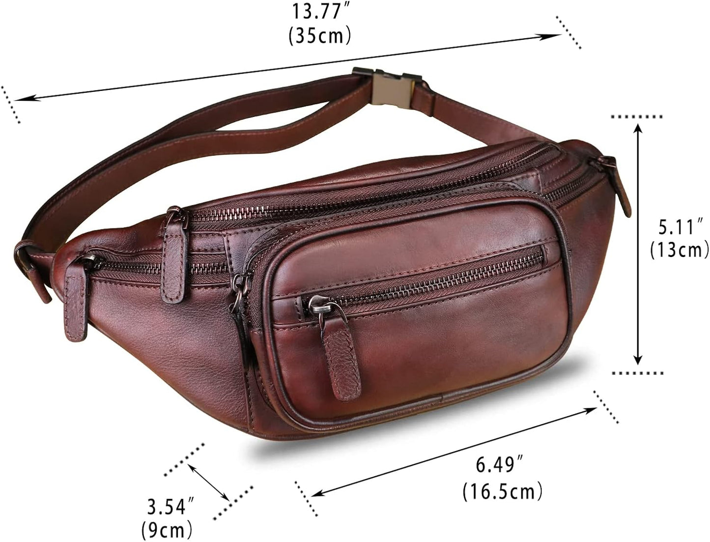 Genuine Leather Fanny Pack for Women and Men Leather Waist Bag Fashion Sling Bag Shoulder Crossbody Bag Sling Backpack (Coffee)
