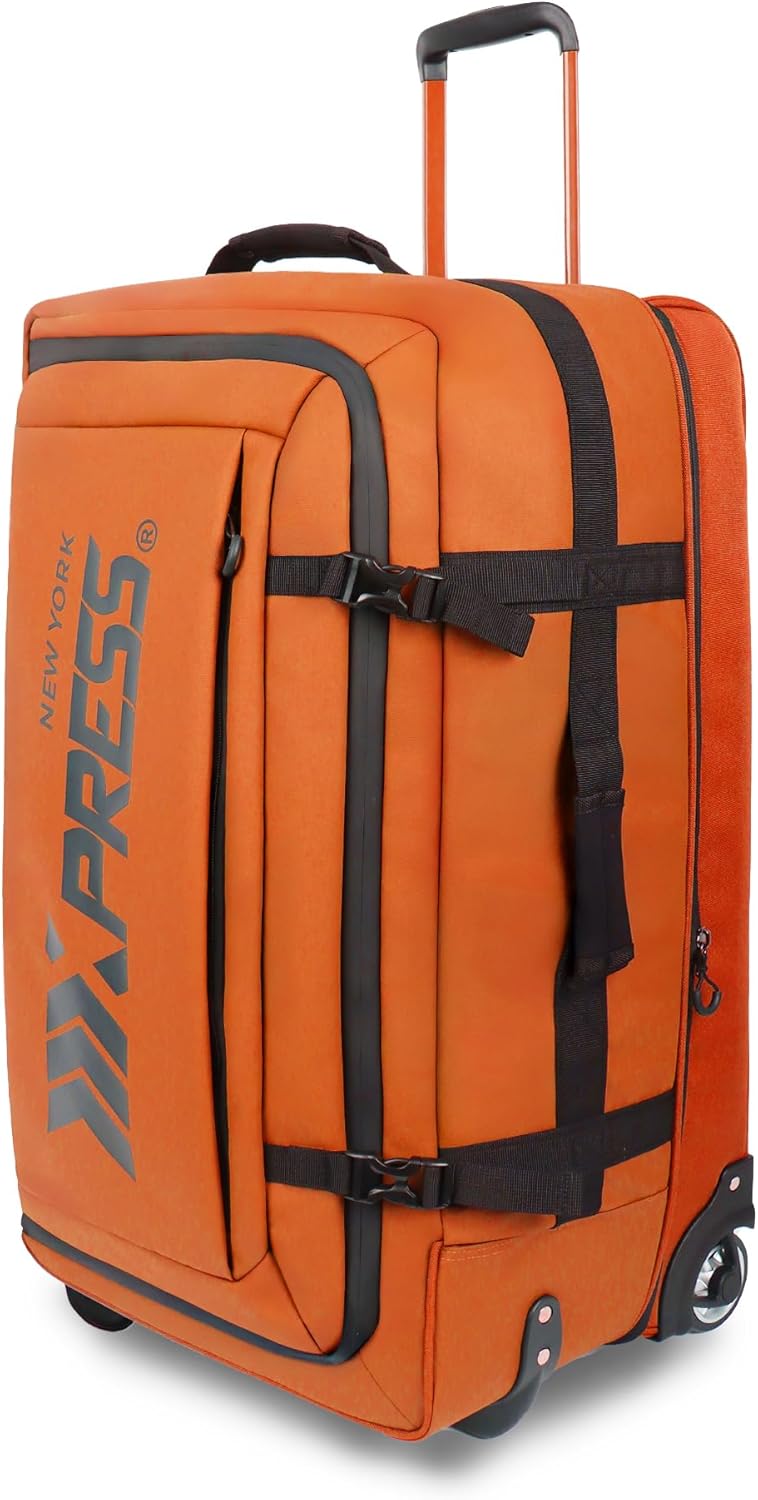 30'' Expandable Rolling Duffle Bag with Wheels,Expandable For Up to 15% More Space,Rolling Duffle Bag w/Handle,Carry on Luggage Travel Duffle Bags for Man Women#Orange
