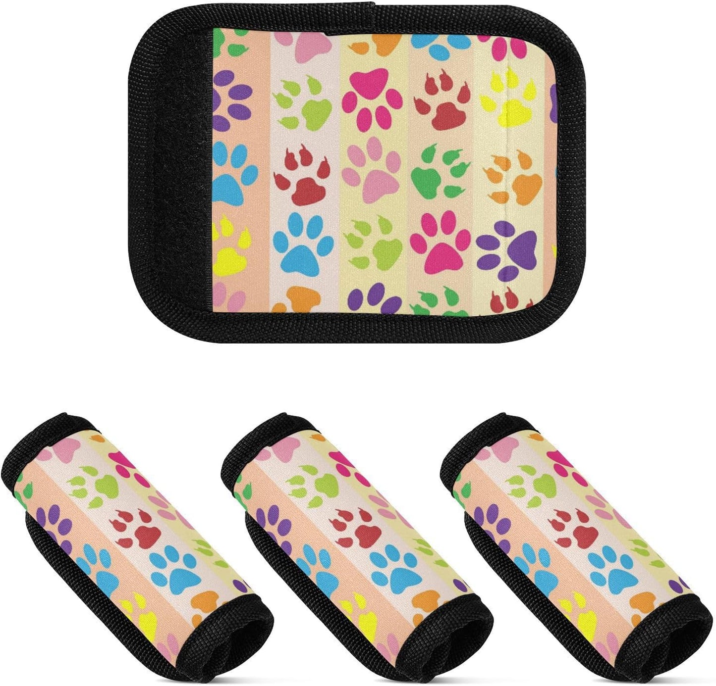 4Pcs Luggage Handle Wrap Suitcase Identifier Handle Covers Tags Soft Travel Bags Luggage Handle Gripper Accessories for Airplane Flying Paw Colorful