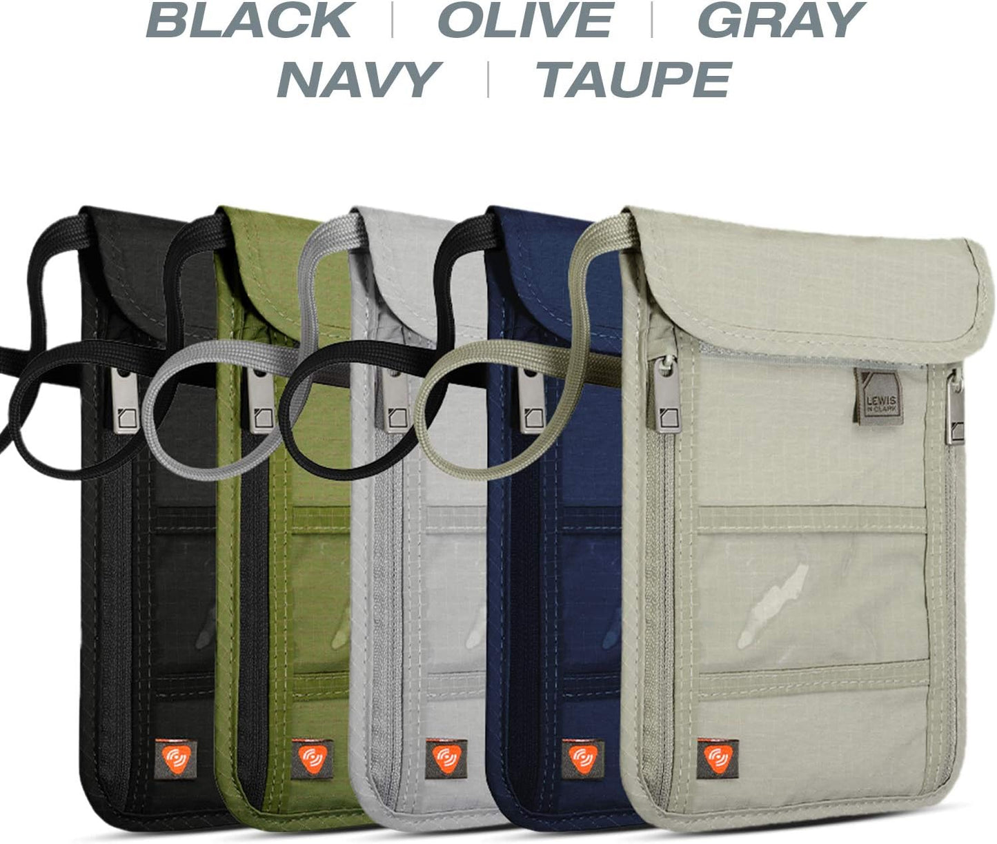Lewis N. Clark RFID Blocking Stash Neck Wallet, Travel Pouch + Passport Holder for Women & Men