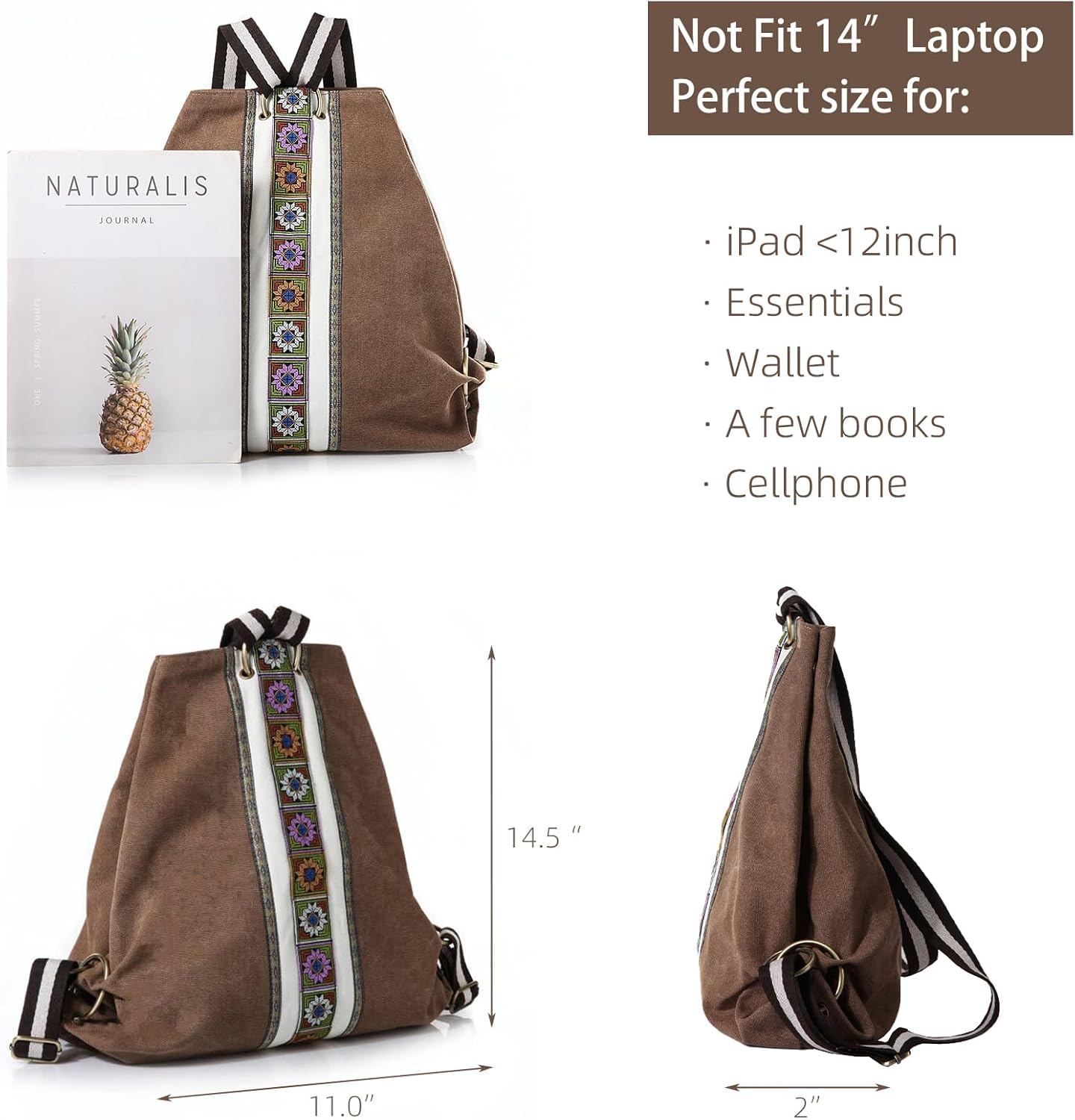 Goodhan Women Canvas Backpack Daypack Casual Shoulder Bag, Vintage Heavy-duty Anti-theft Travel Backpack