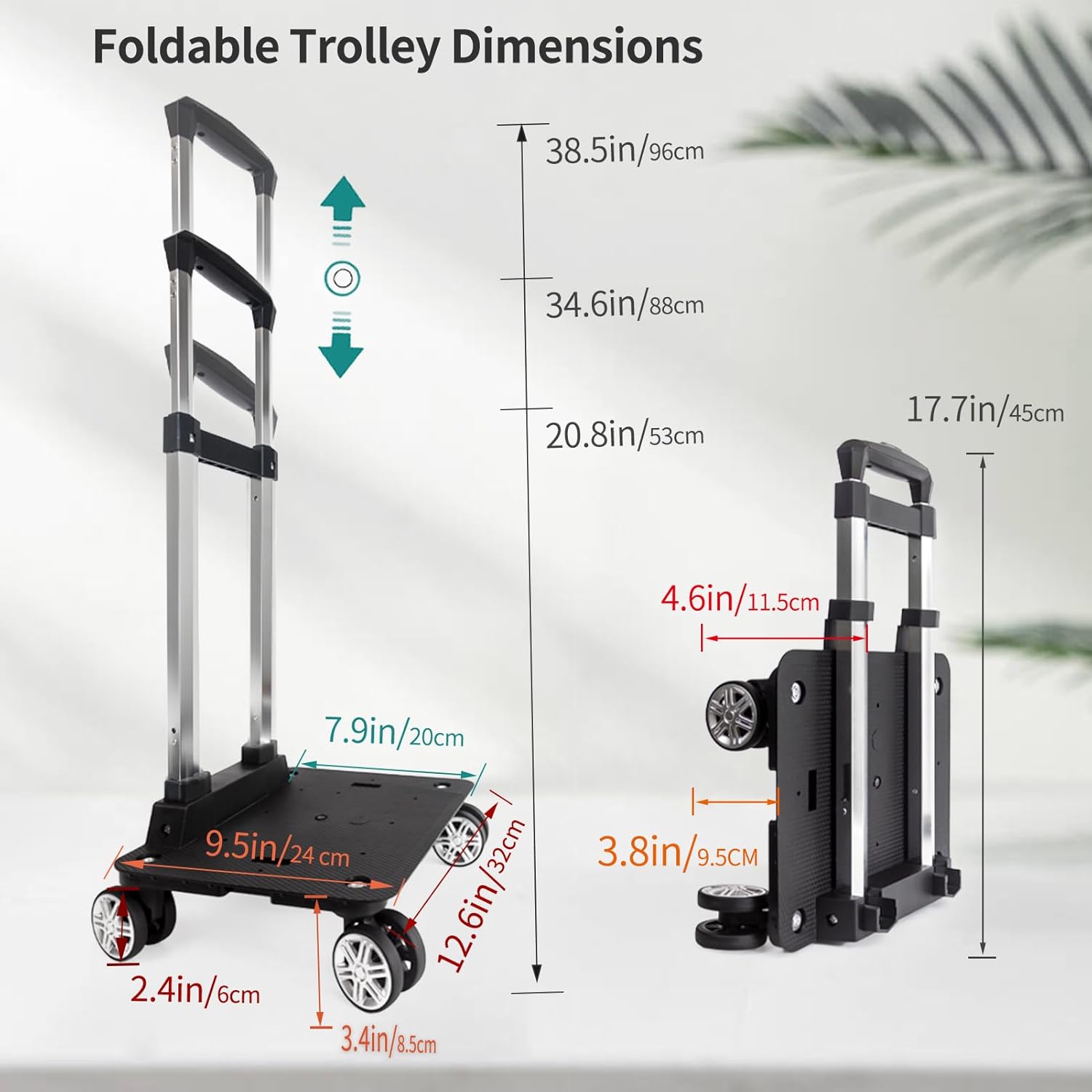 Backpack Trolley Wheeled Cart-Backpack Hand Truck with Luggage Strap,Aluminium Alloy Folding