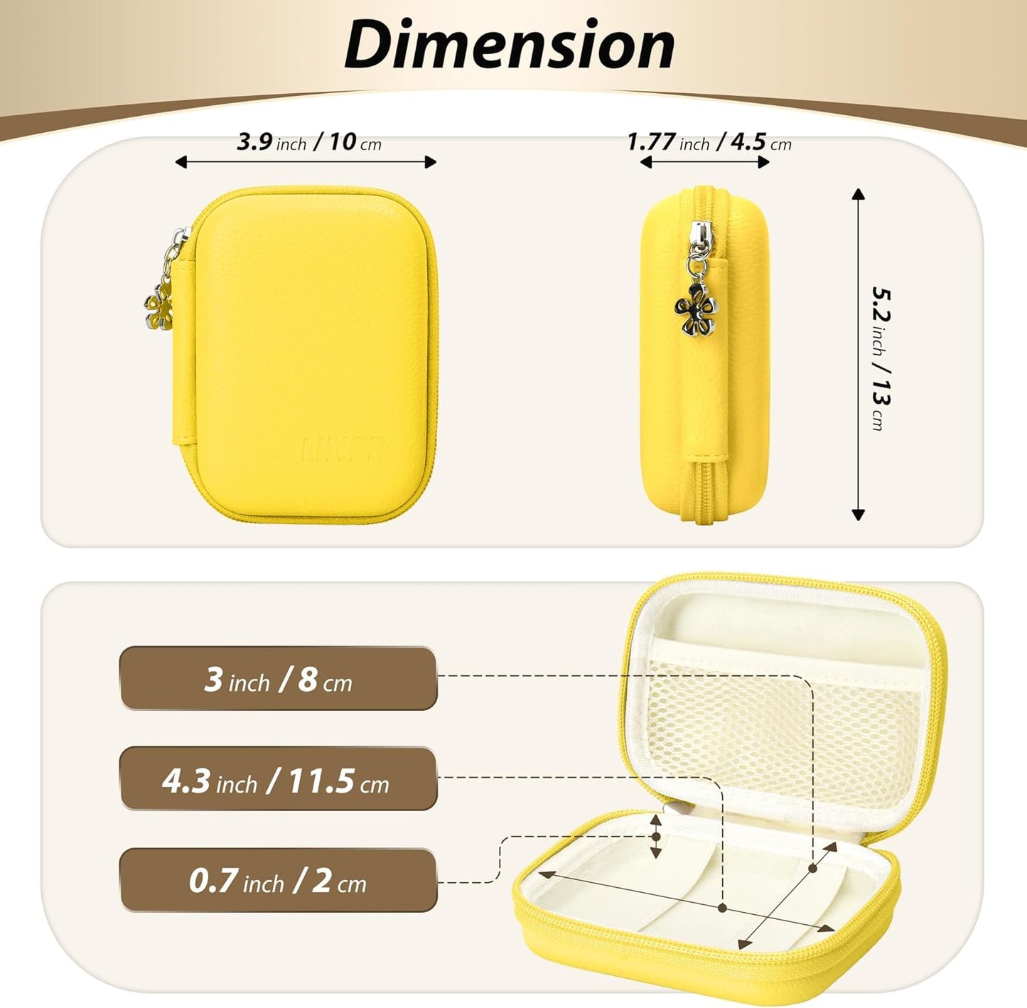 Digital Camera Case for CAMKORY, KODAK PIXPRO FZ45/FZ55, Canon IXUS 285 HS, Lecran, Small Travel Compact Camera Holder with Mesh Pocket for Accessories SD Card (Lemon Yellow)