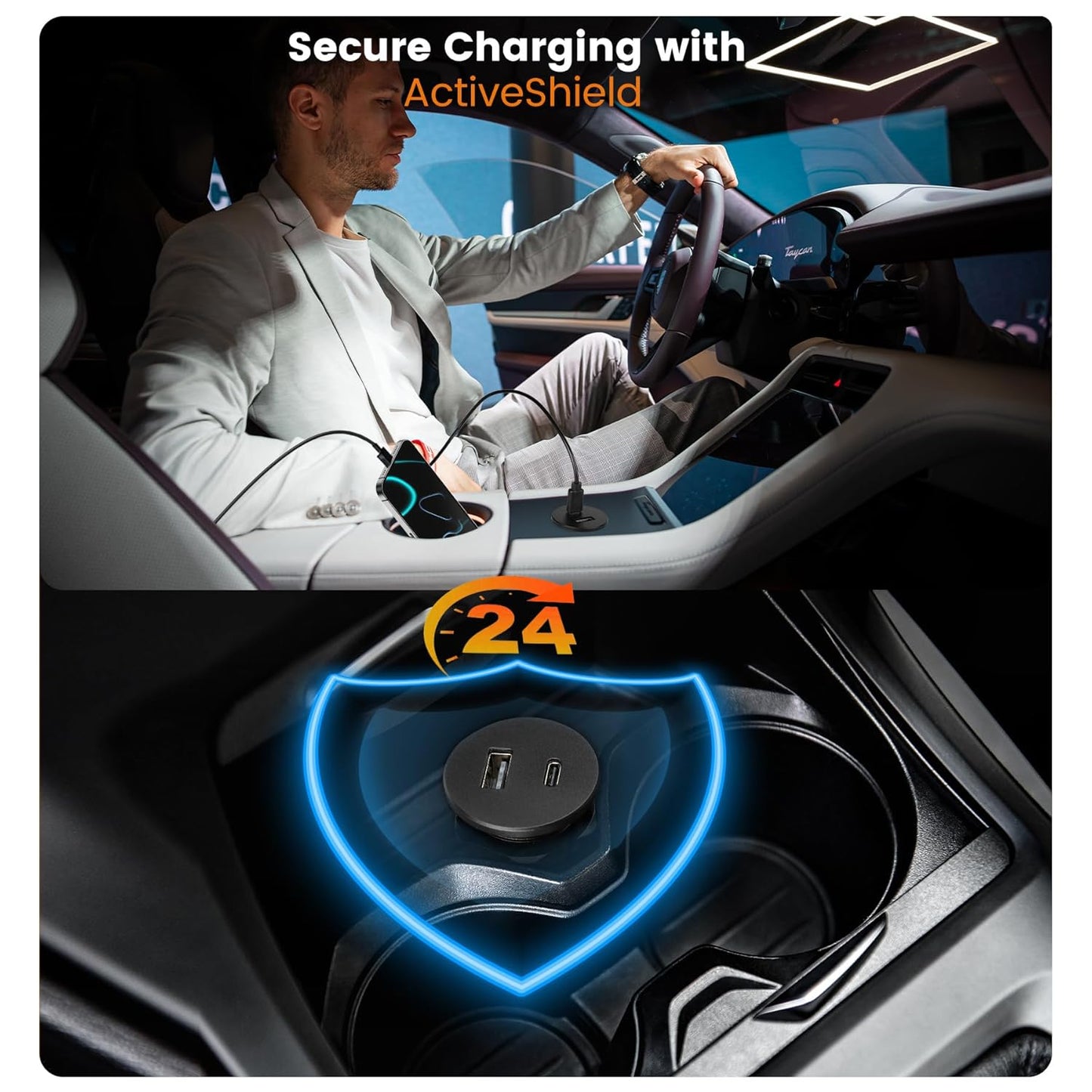 12V USB Outlet Alumium Charger, 48W PD and QC 3.0 USB C Cigarette Lighter Replacement, RV USB Outlet Wall Mount, 12 Volt Socket no Light for RV Trailer Camper Van Car Boat 24V (1Pc)