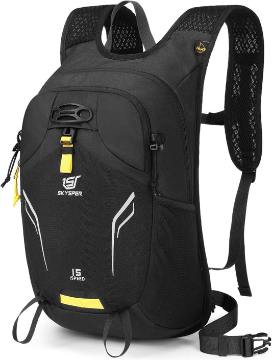 SKYSPER Small Hiking Backpack 15L Lightweight Day Pack Travel Hiking Daypack for Women Men(Black)